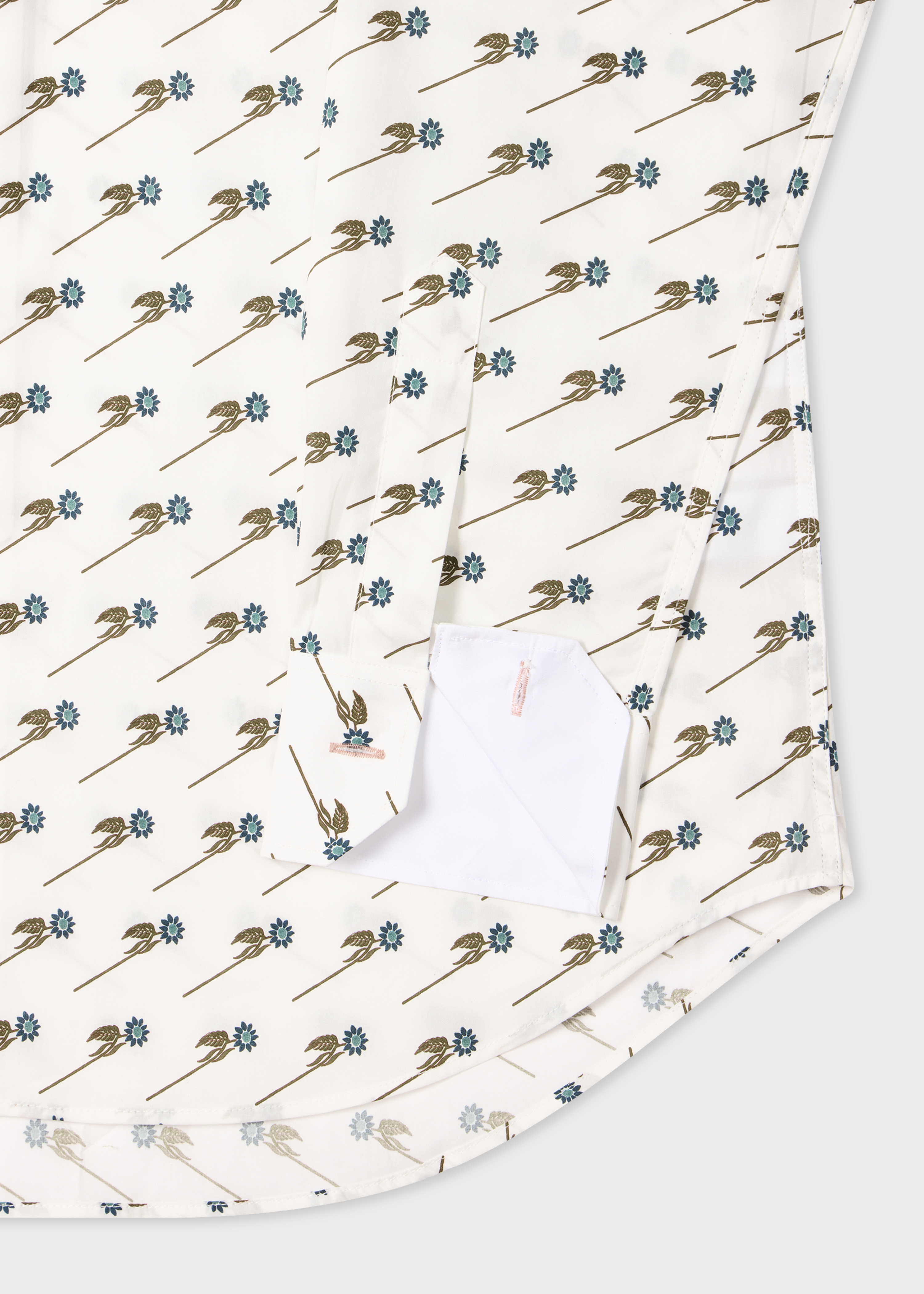 Tailored-Fit White 'Floral' Organic Cotton Shirt