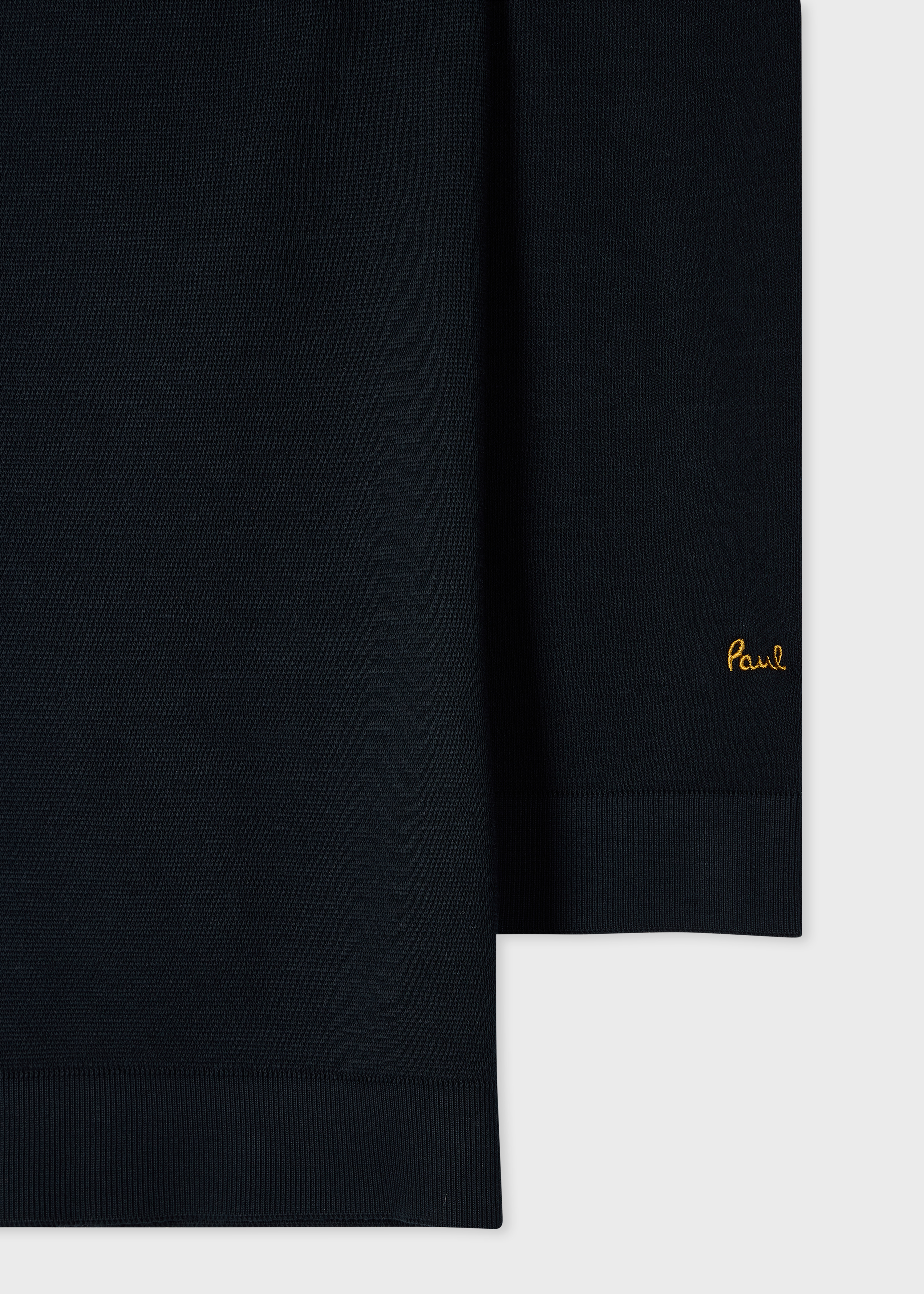Navy Cotton Polo Shirt with Integrated Rib Detail