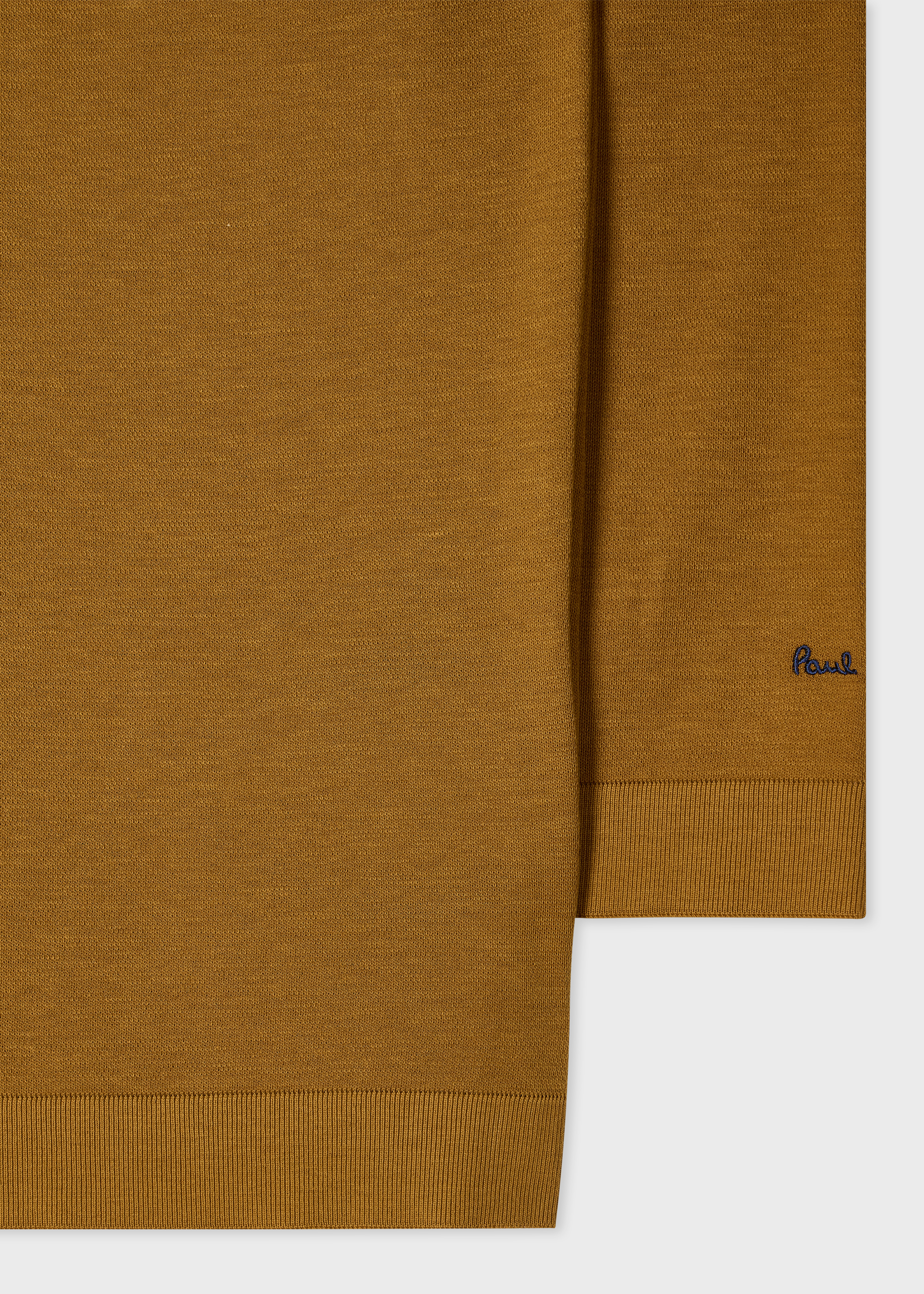 Mustard Cotton Polo Shirt with Integrated Rib Detail