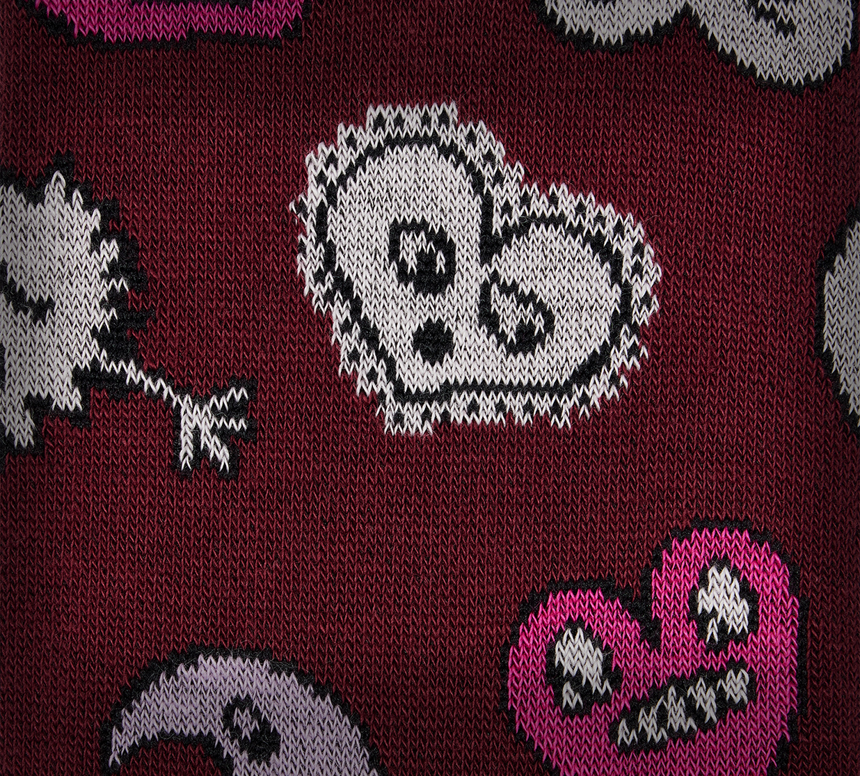Women's Burgundy 'Hearts and Stars' Cotton-Blend Socks