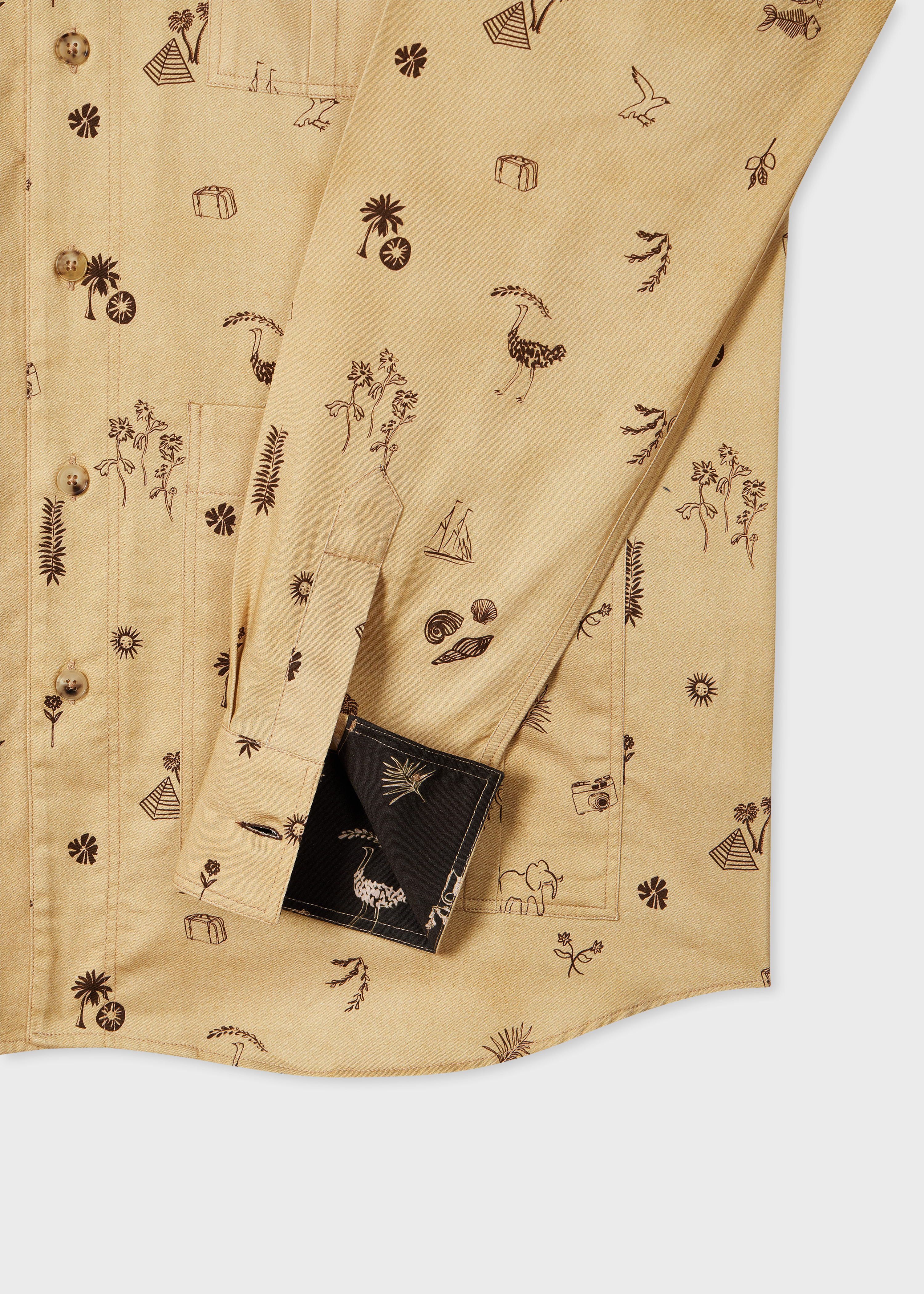 Tan Oversized 'Travel' Print Safari Overshirt