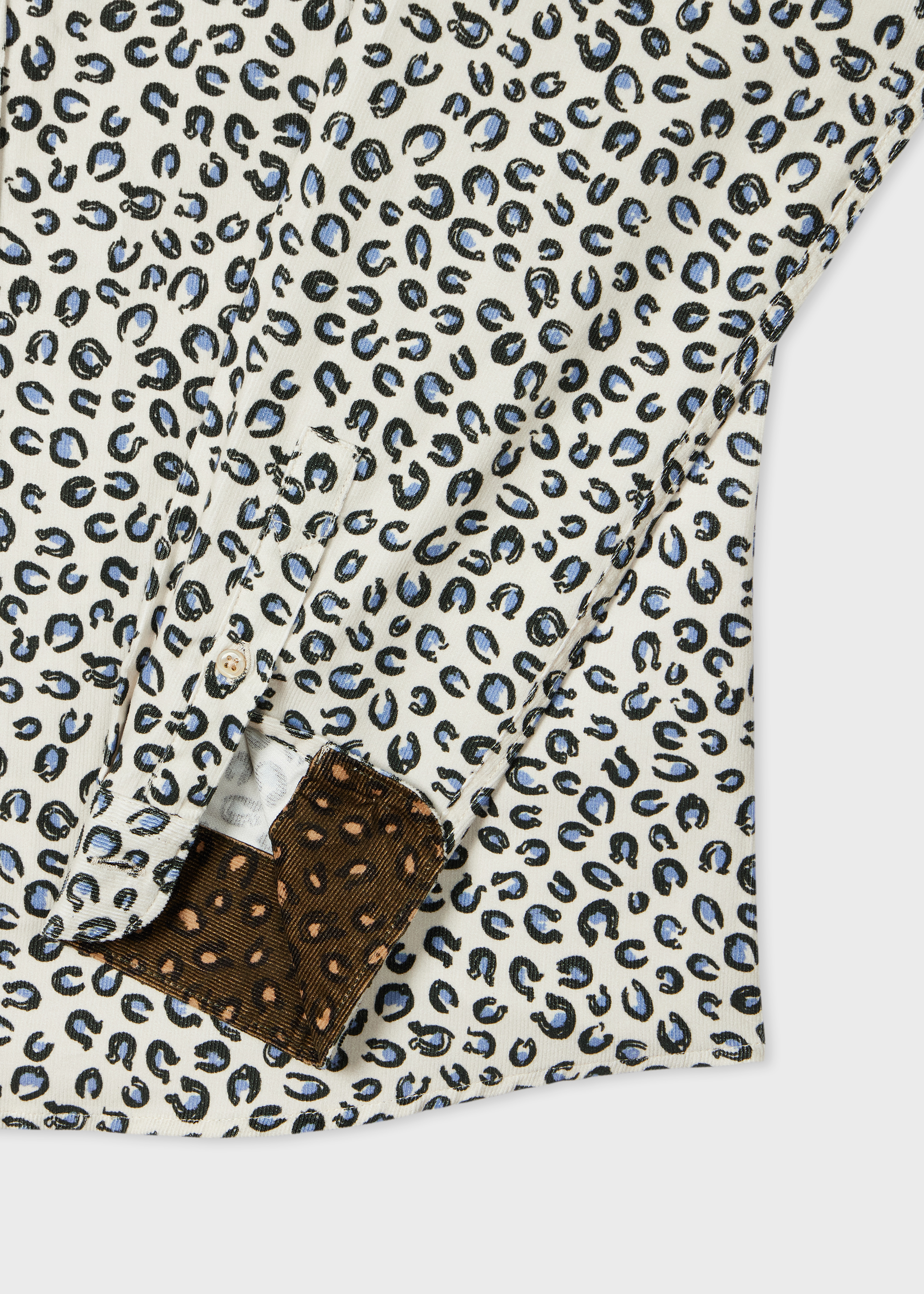 White 'Animal' Print Corduroy Button-Down Shirt