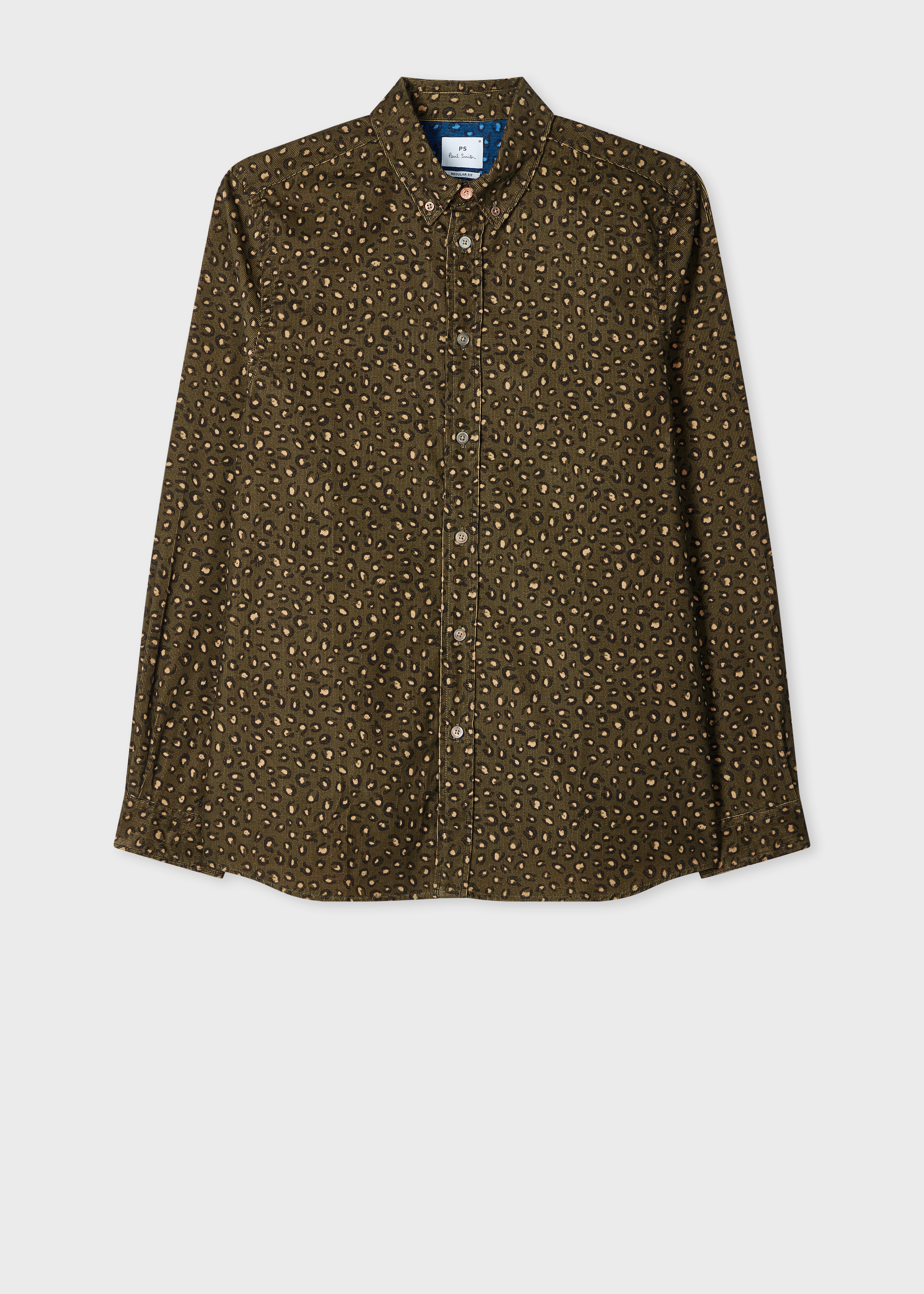 Khaki 'Animal' Print Corduroy Button-Down Shirt
