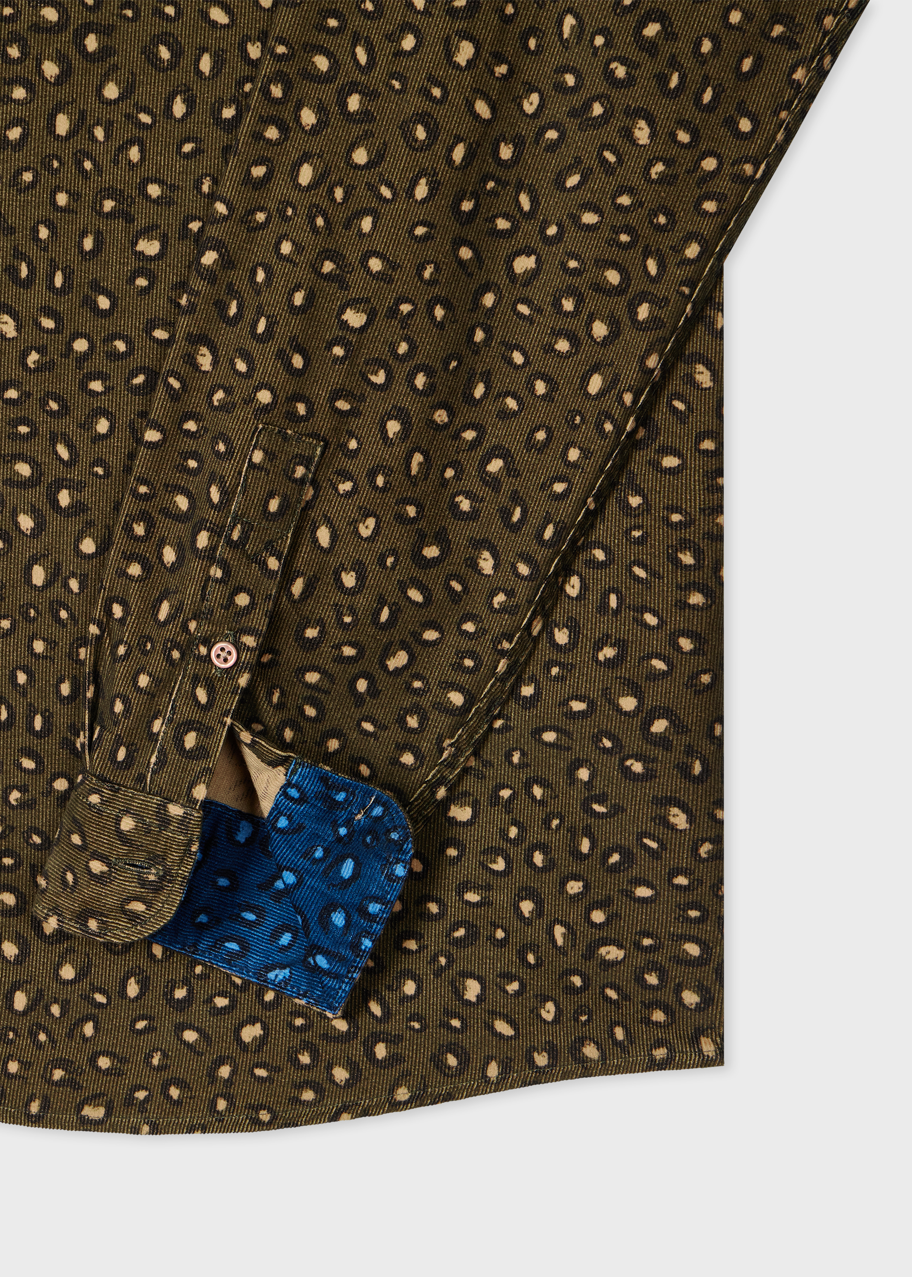 Khaki 'Animal' Print Corduroy Button-Down Shirt