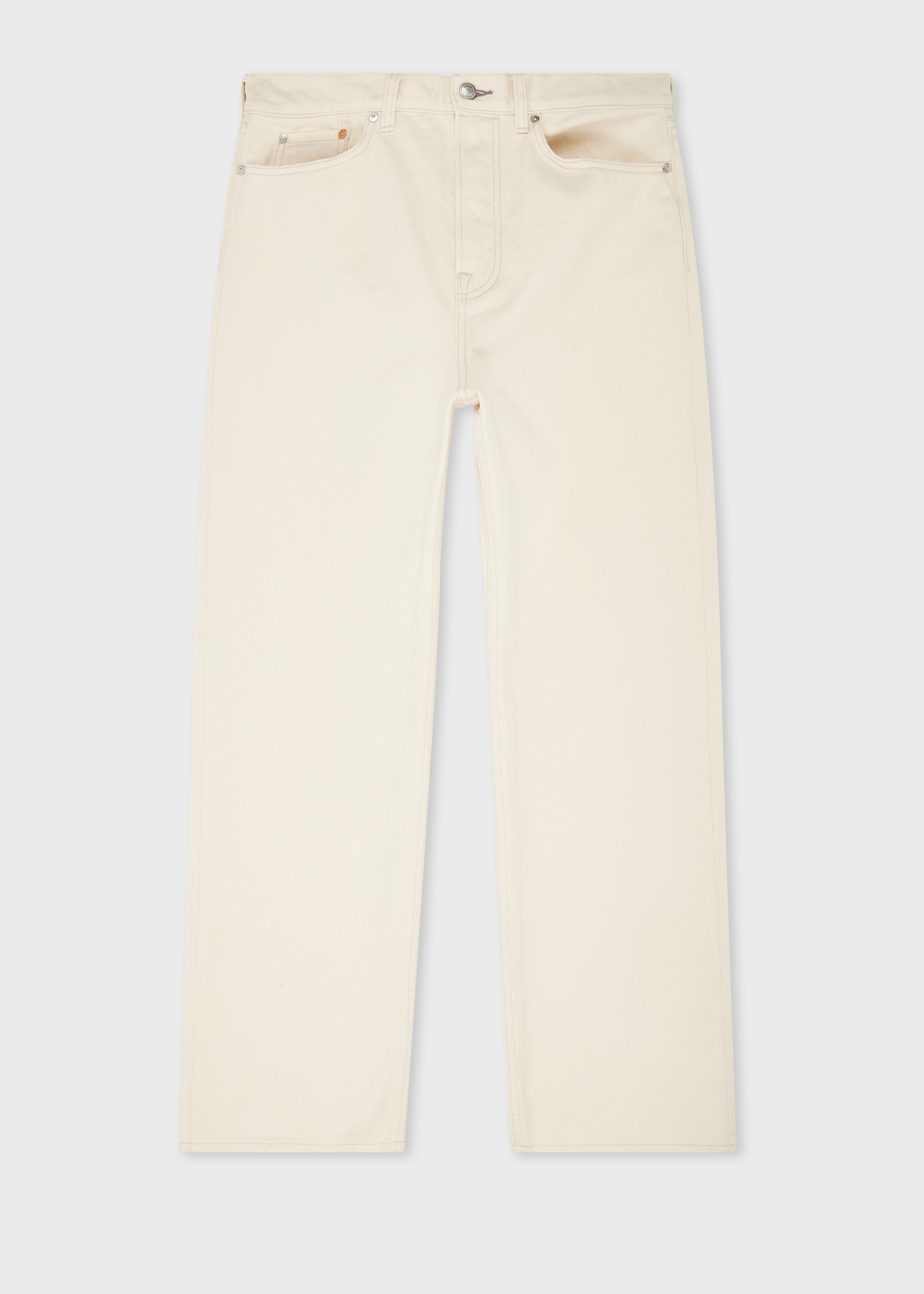 Ecru Cotton Barrel-Leg Jeans