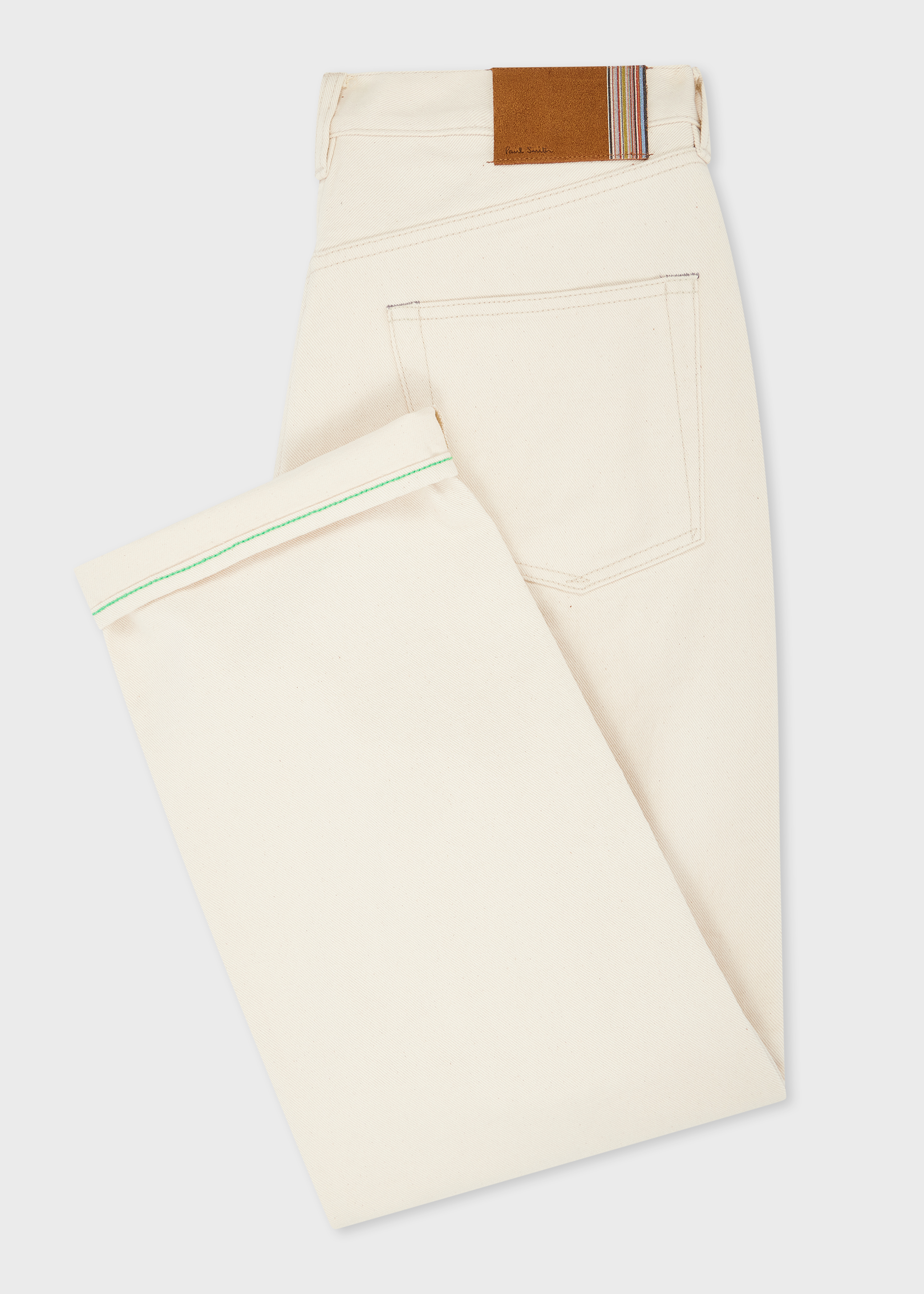 Ecru Cotton Barrel-Leg Jeans