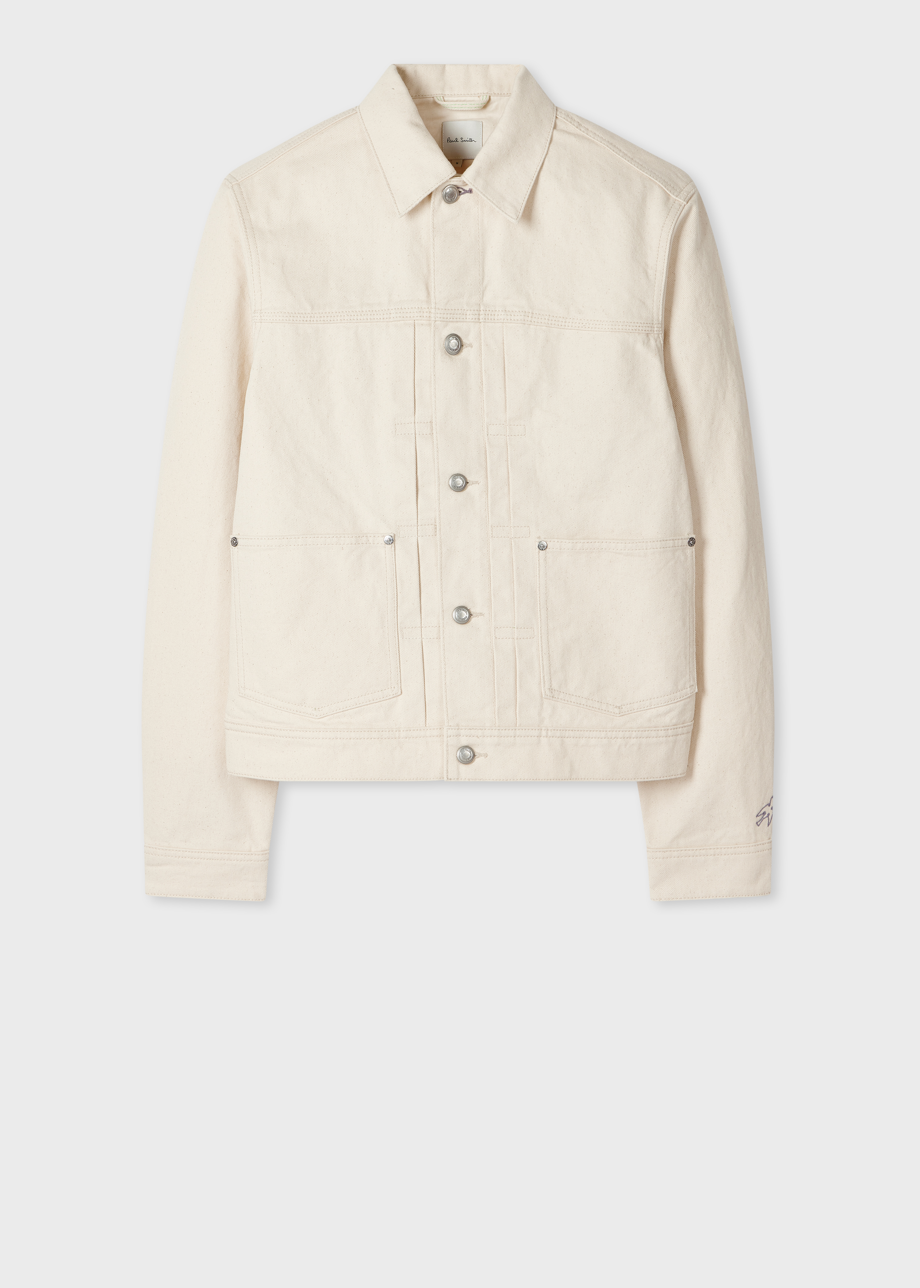 Ecru Pleated Denim Jacket
