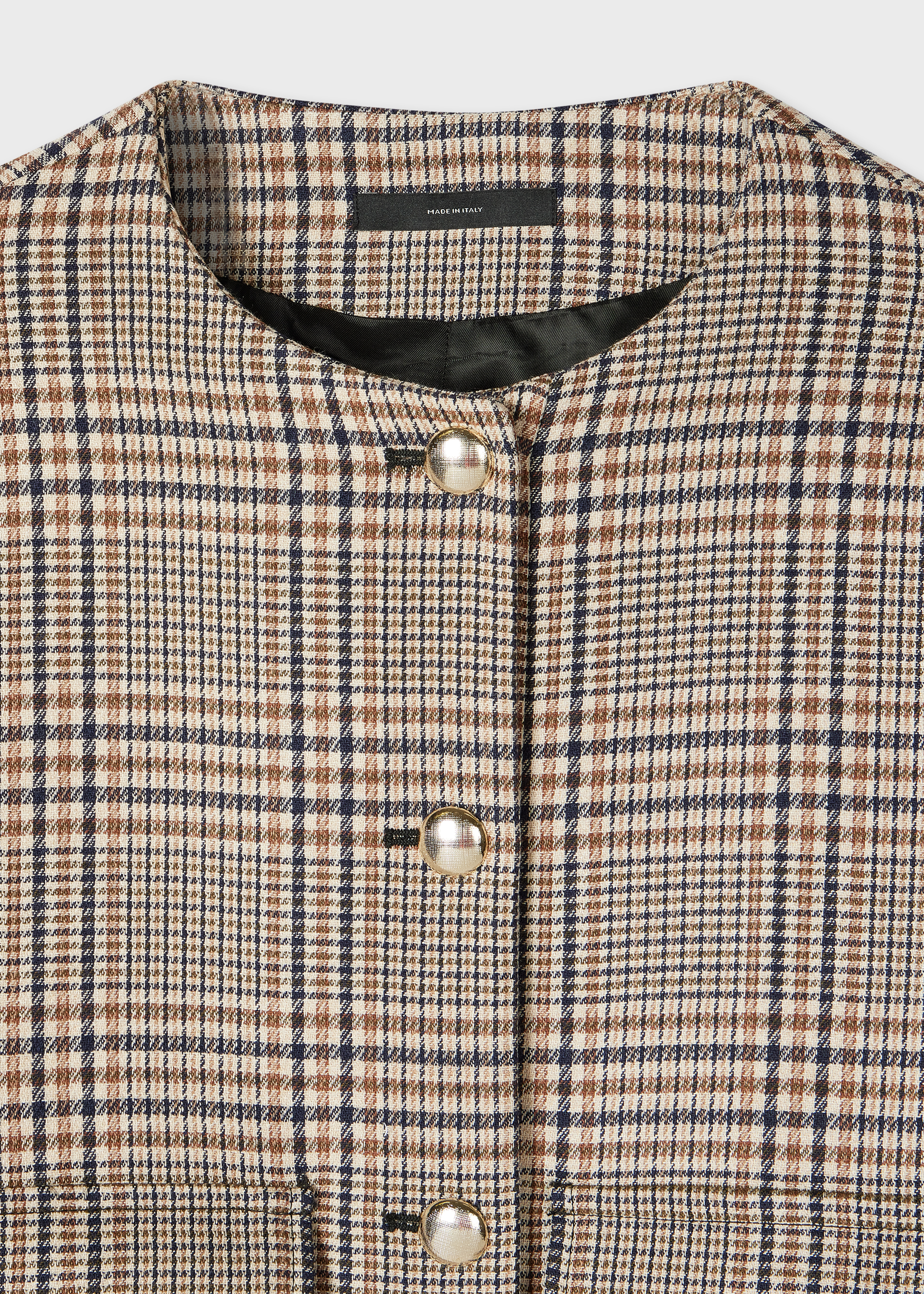 Women's Brown Wool-Blend Check Houndstooth Jacket