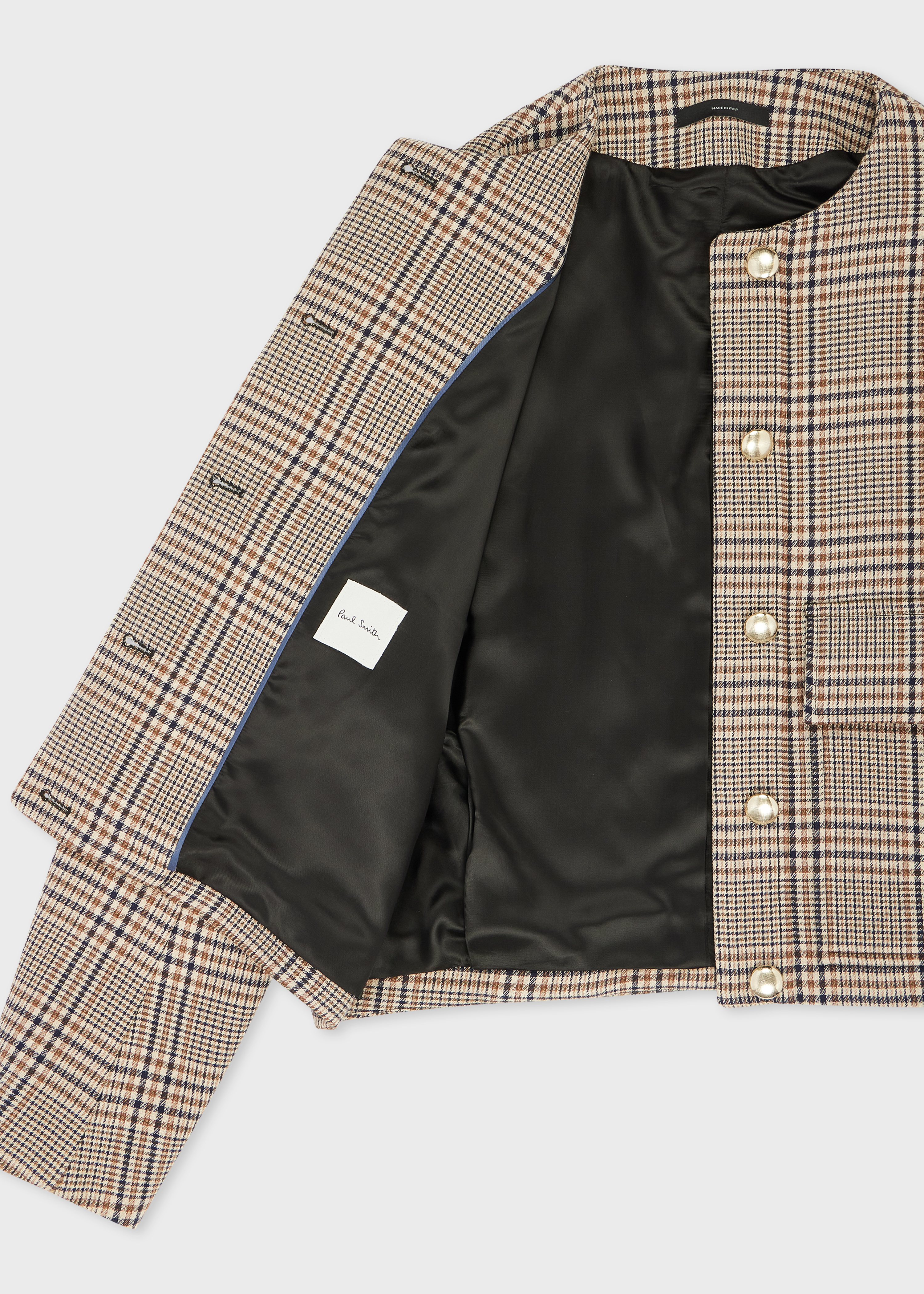 Women's Brown Wool-Blend Check Houndstooth Jacket