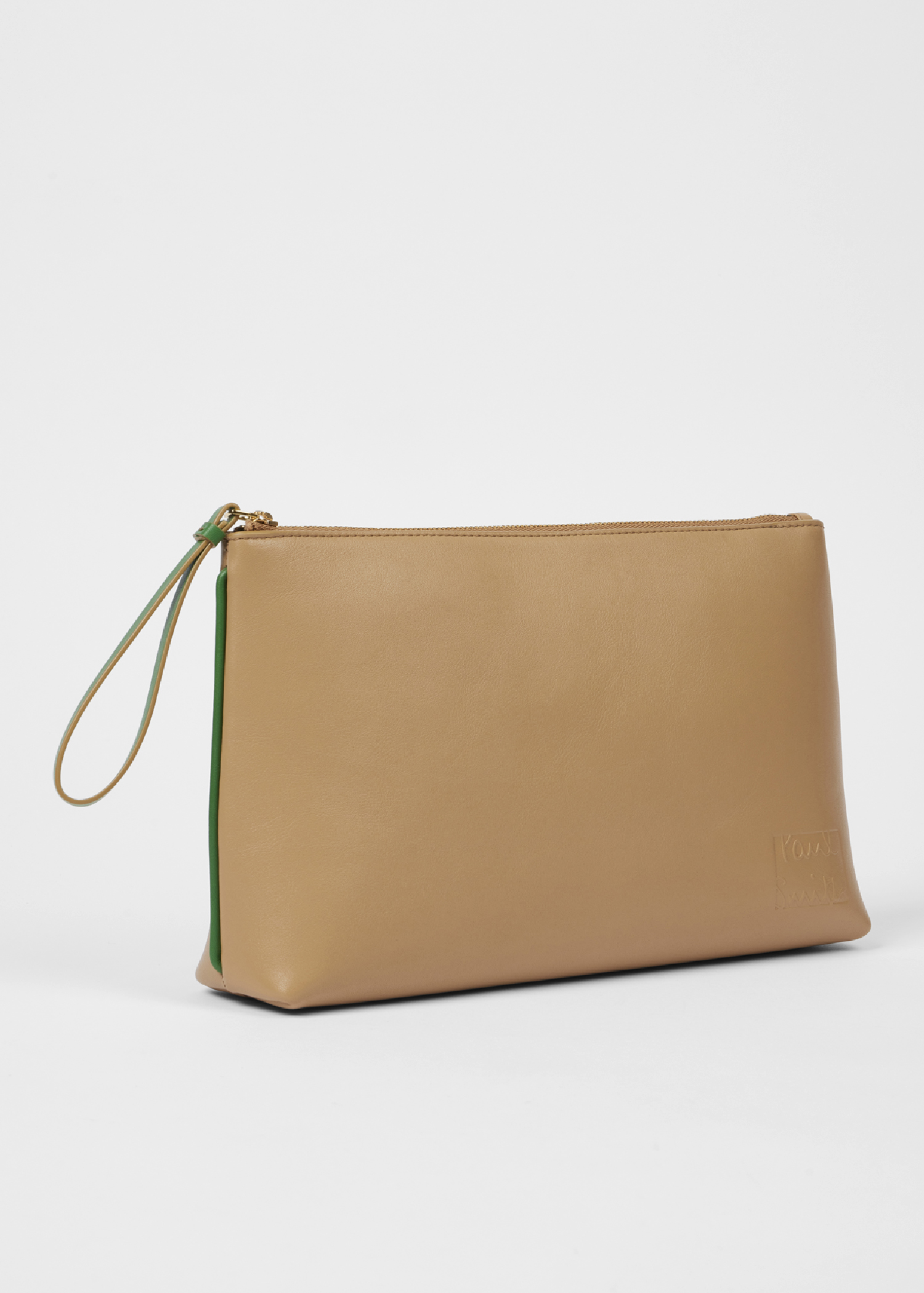 Women's Taupe Leather Purse Pouch