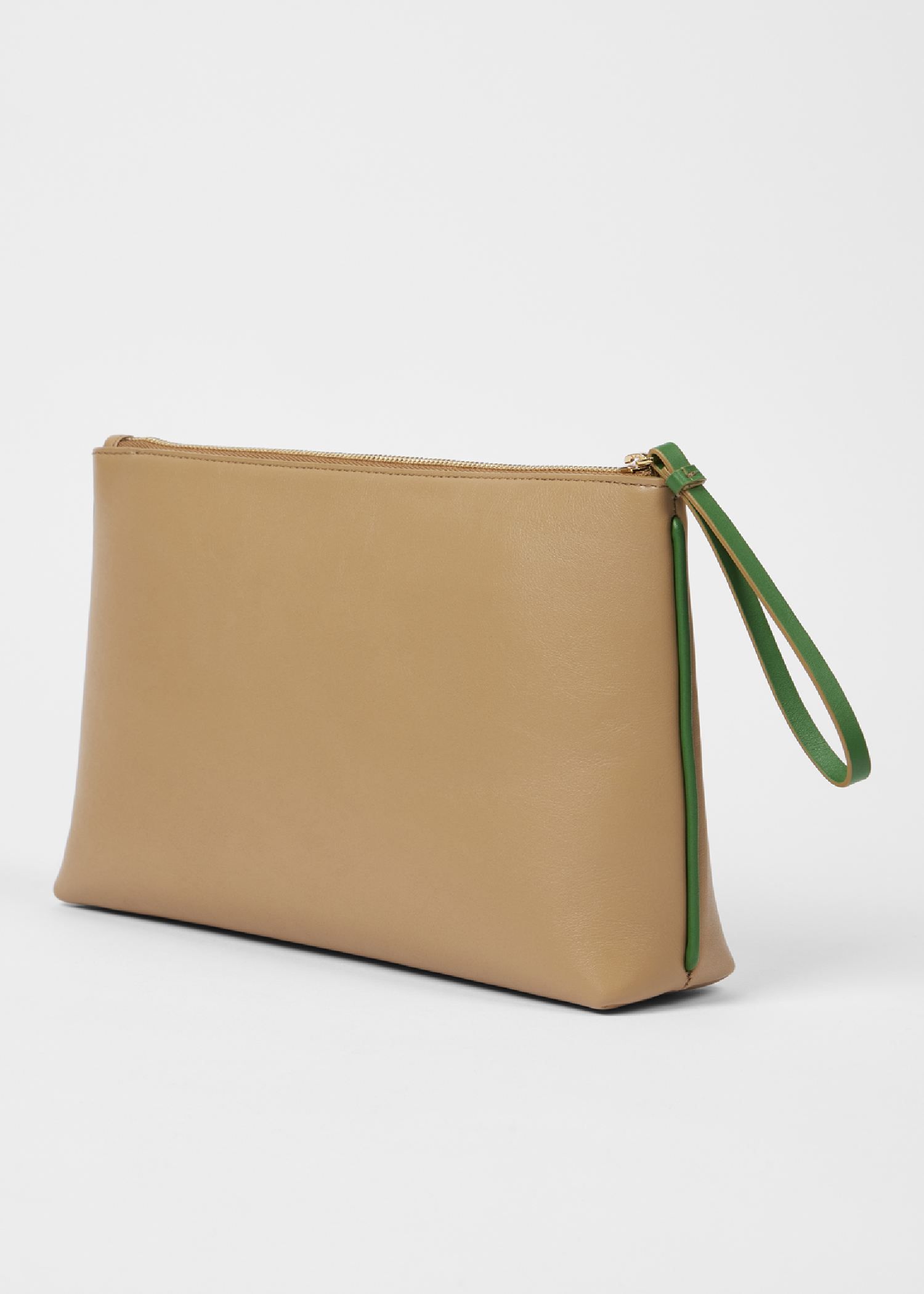 Women's Taupe Leather Purse Pouch