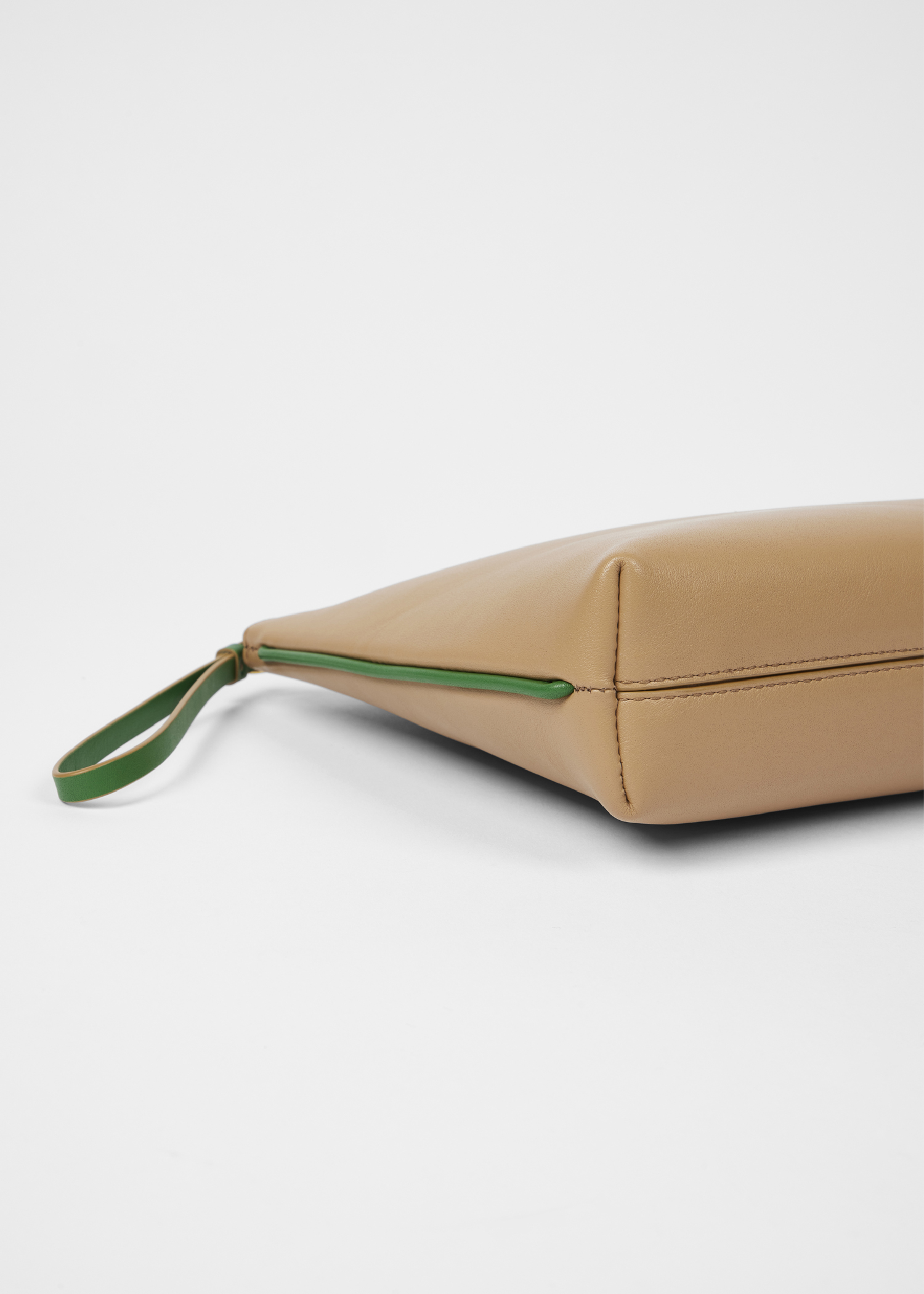 Women's Taupe Leather Purse Pouch