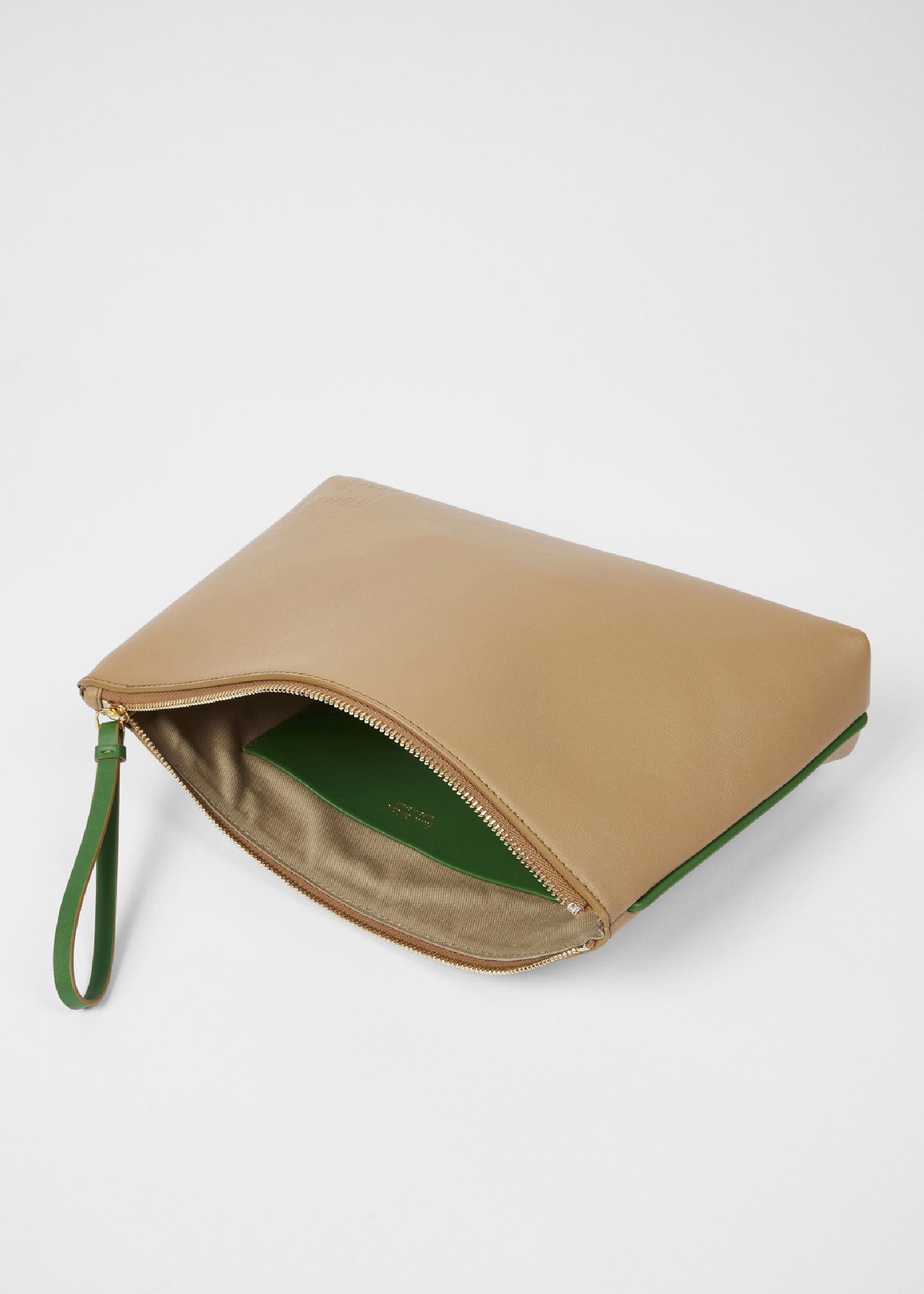 Women's Taupe Leather Purse Pouch
