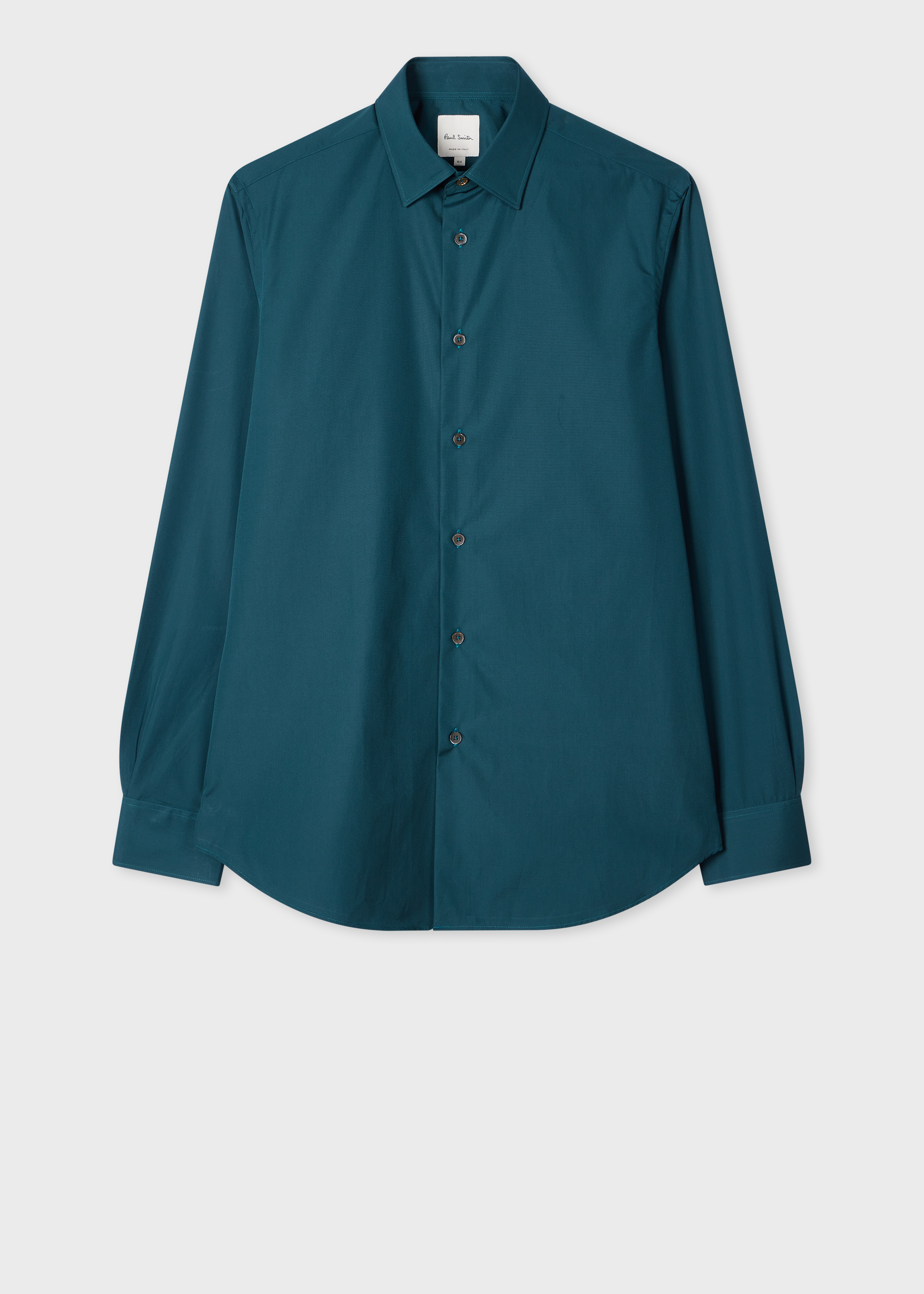 Tailored-Fit Dark Teal Cotton-Poplin Shirt