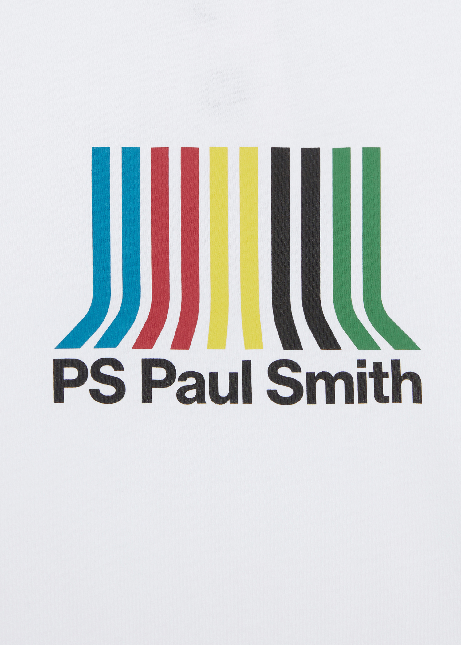 White PS Stripe Print T-Shirt