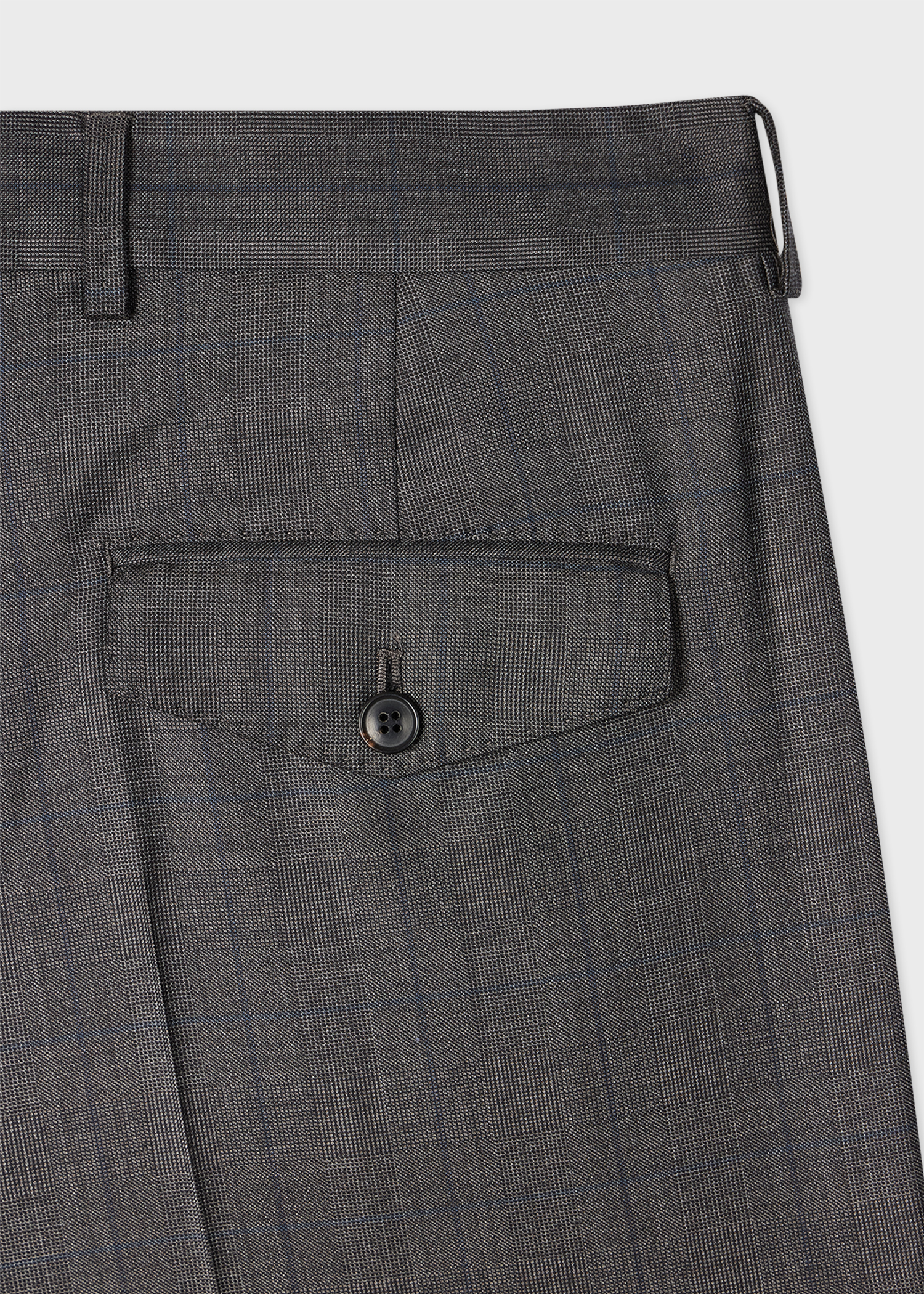 Straight-Fit Grey Check Wool Trousers