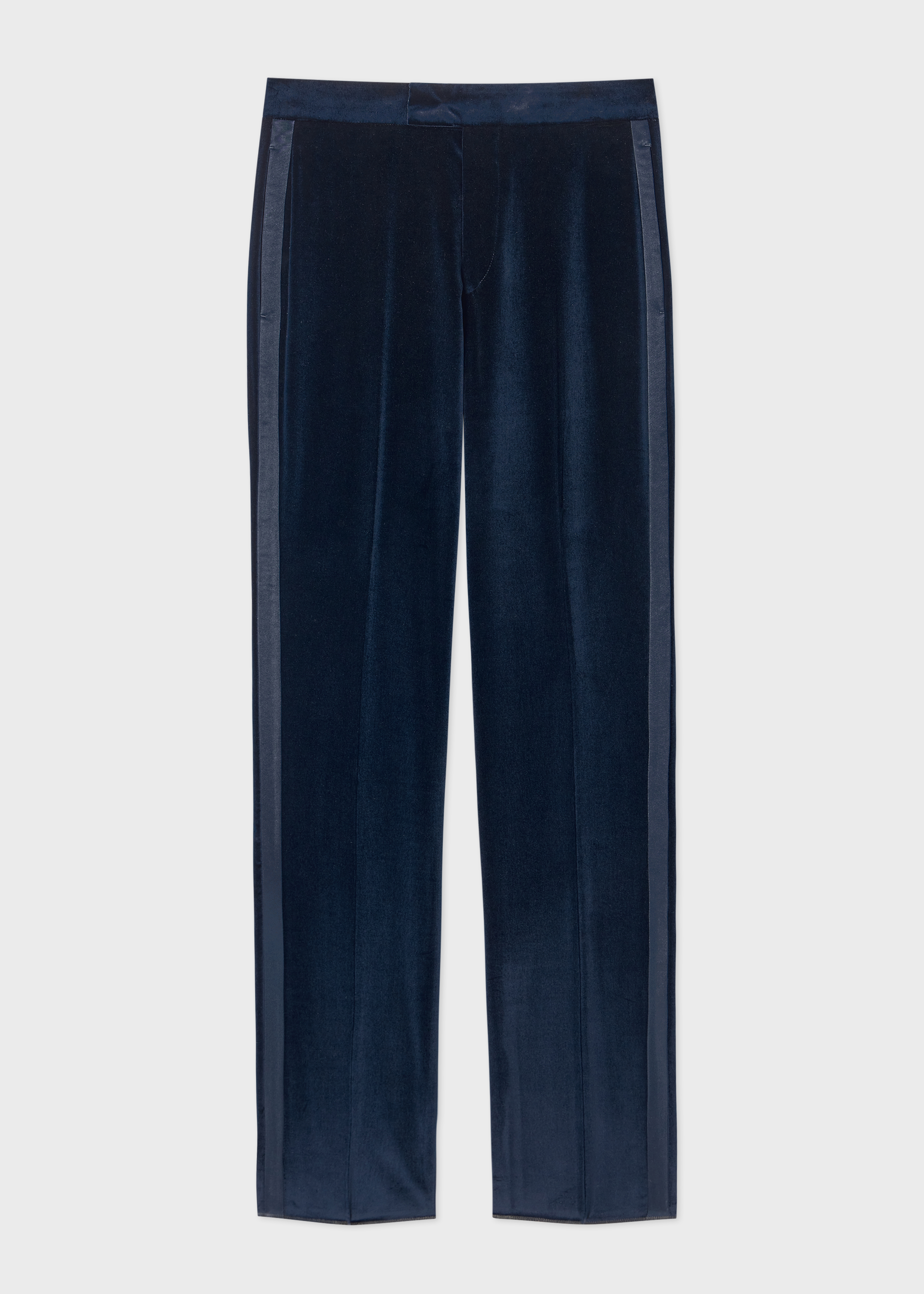 Tailored-Fit Navy Velvet Evening Trousers