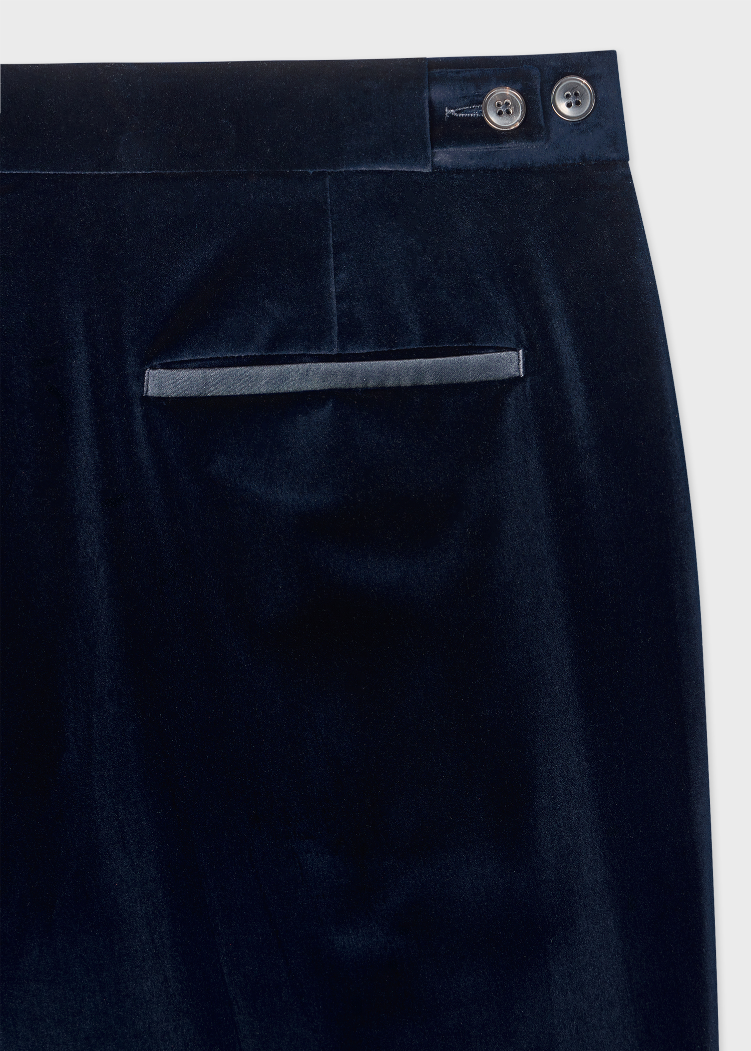 Tailored-Fit Navy Velvet Evening Trousers