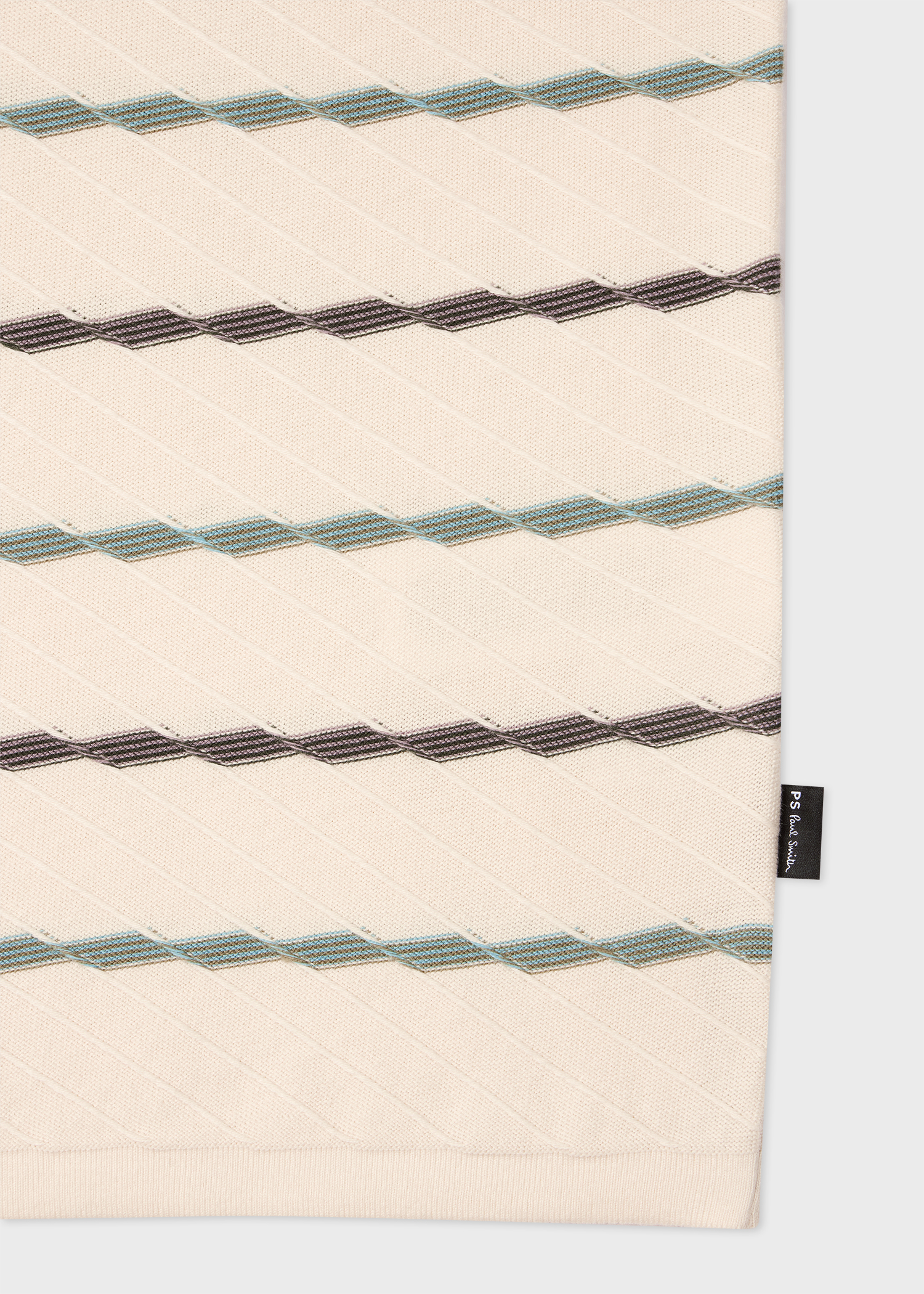 Ecru Textured Stripe Knitted Cotton T-Shirt