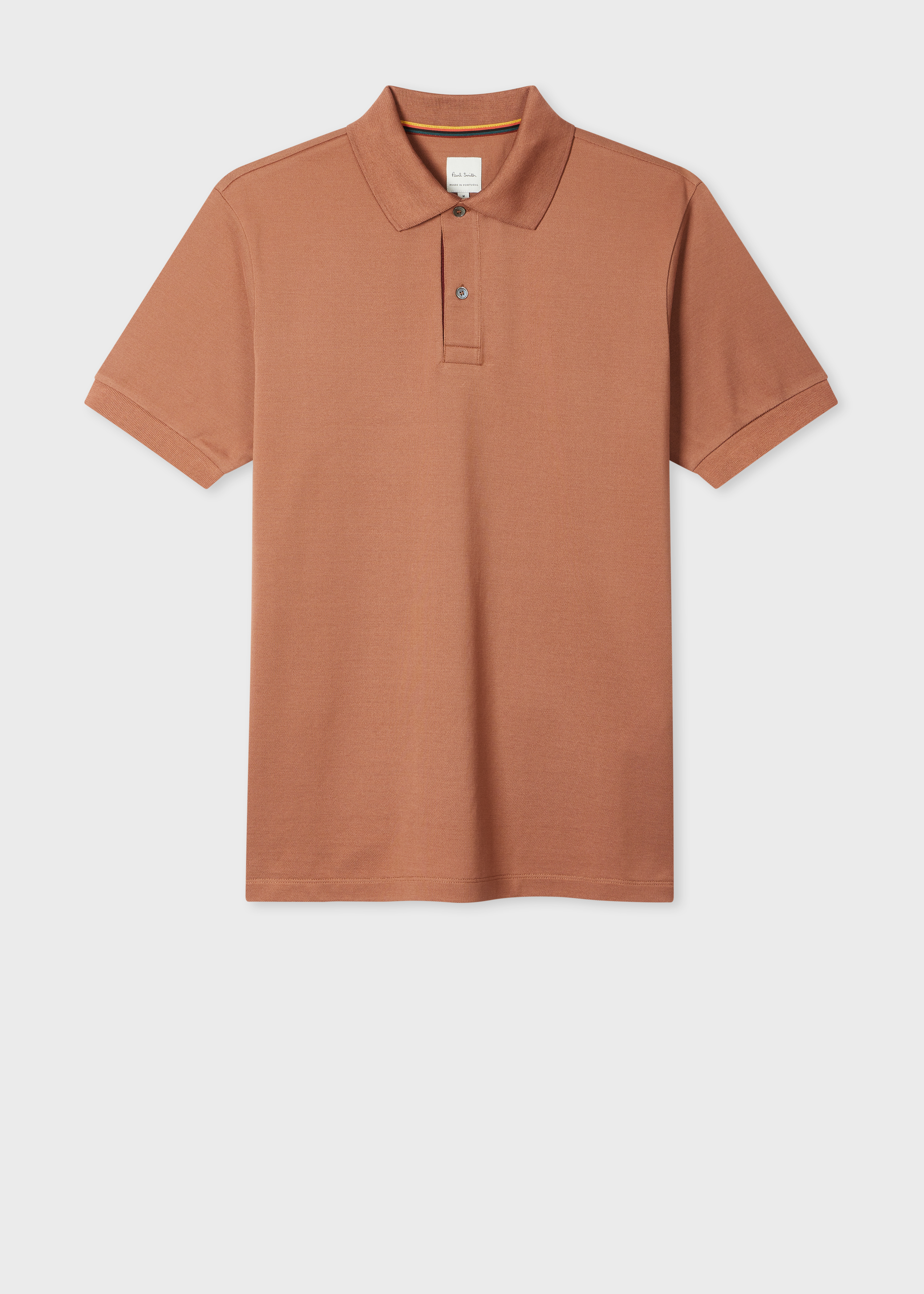 Terracotta Cotton 'Artist Stripe' Placket Polo Shirt