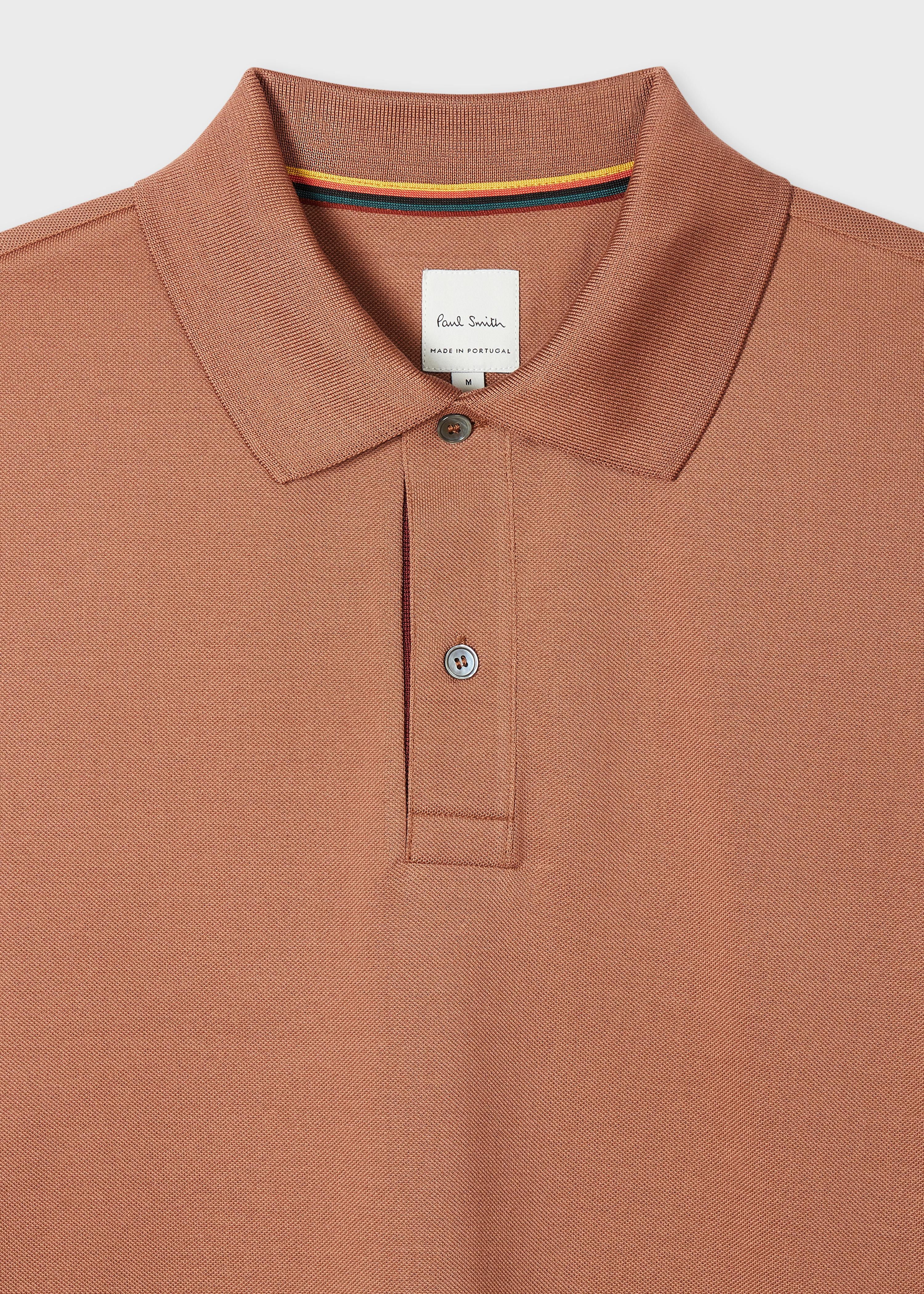 Terracotta Cotton 'Artist Stripe' Placket Polo Shirt