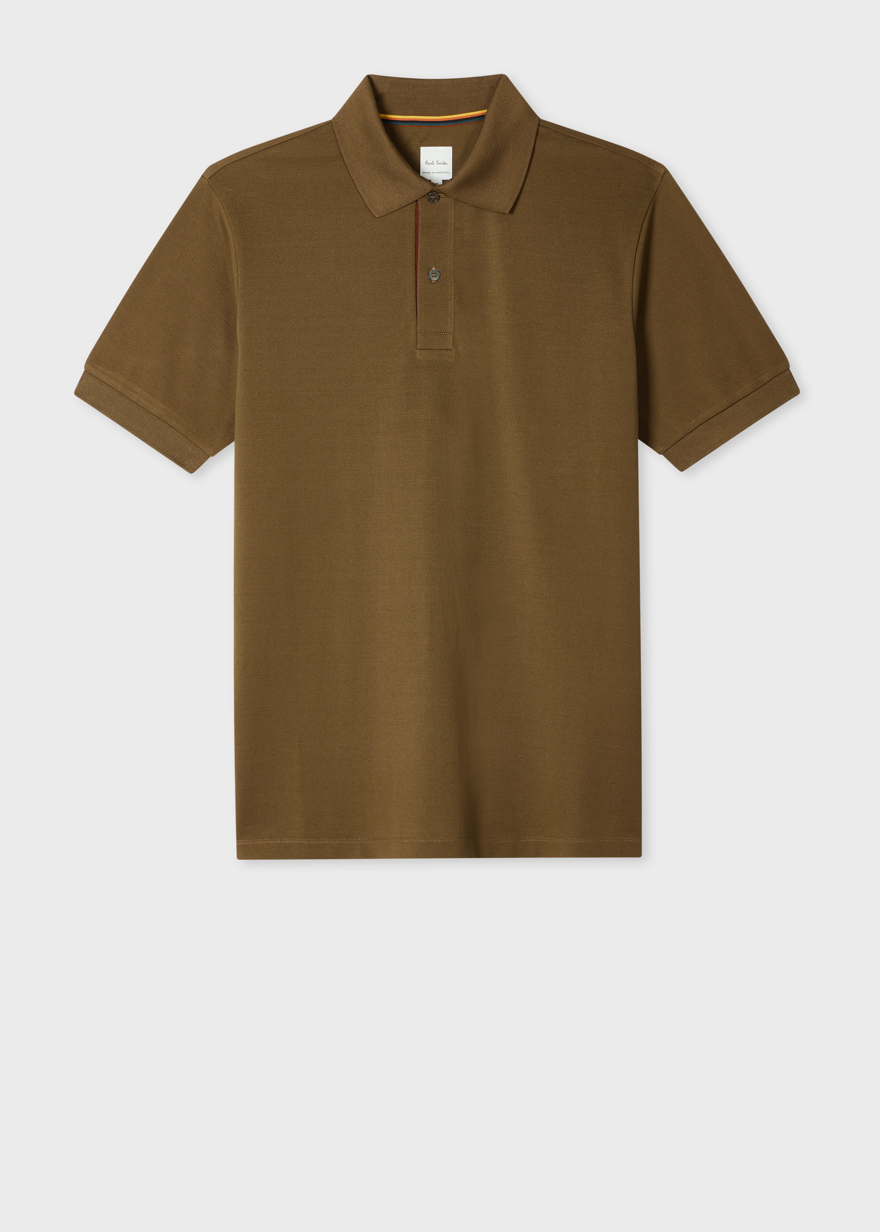Light Khaki 'Artist Stripe' Placket Polo Shirt