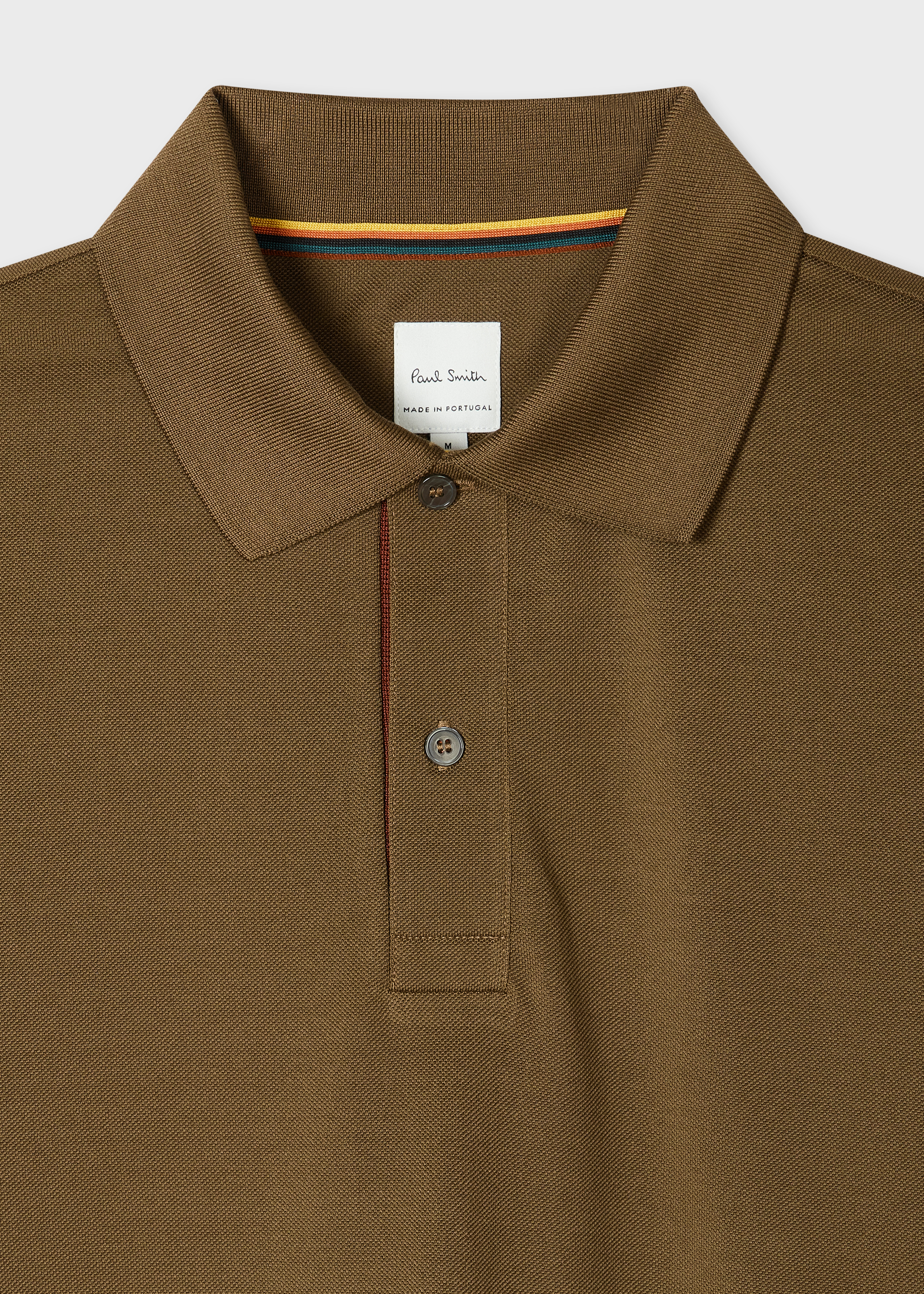 Light Khaki 'Artist Stripe' Placket Polo Shirt