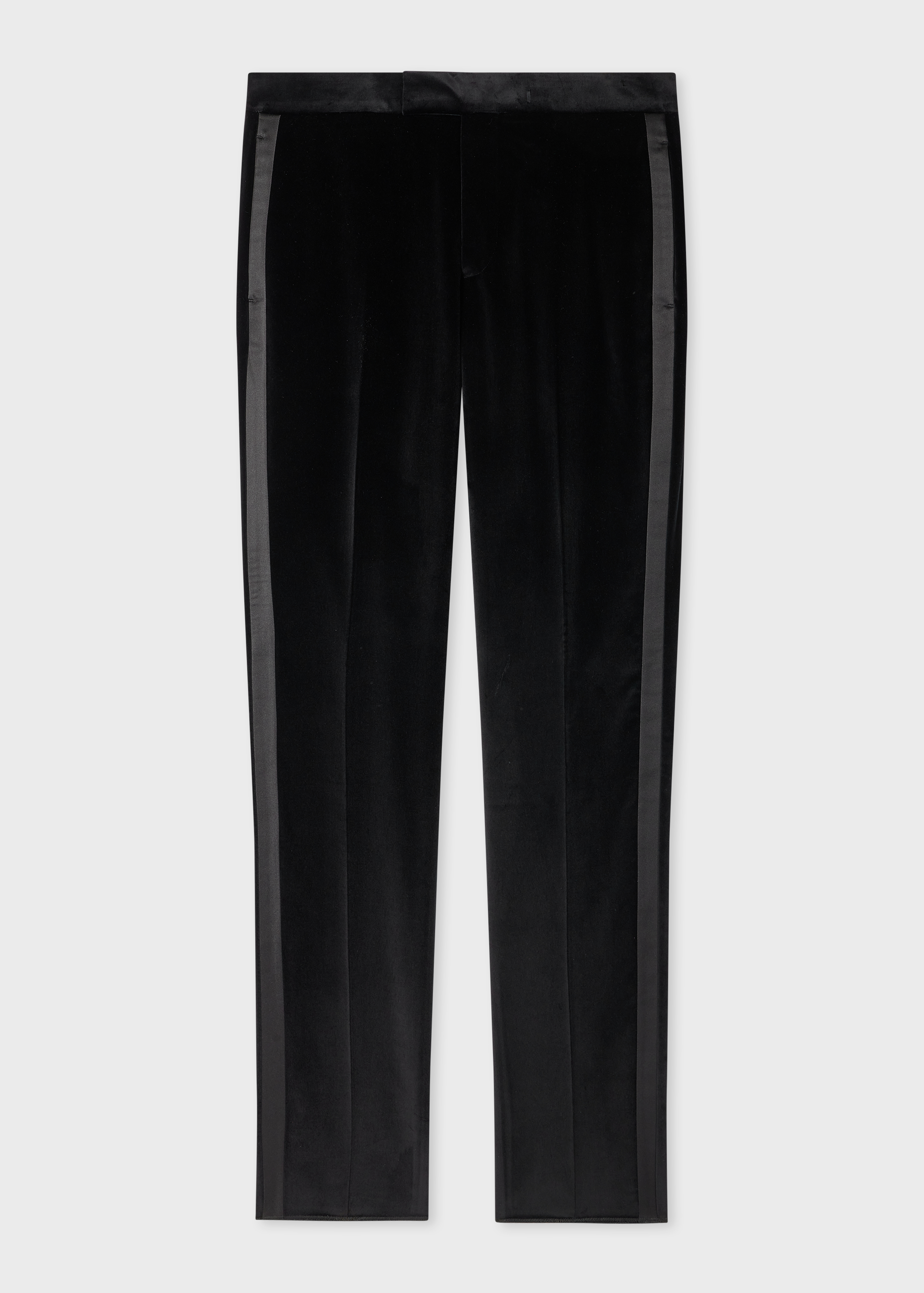 Tailored-Fit Black Velvet Evening Trousers