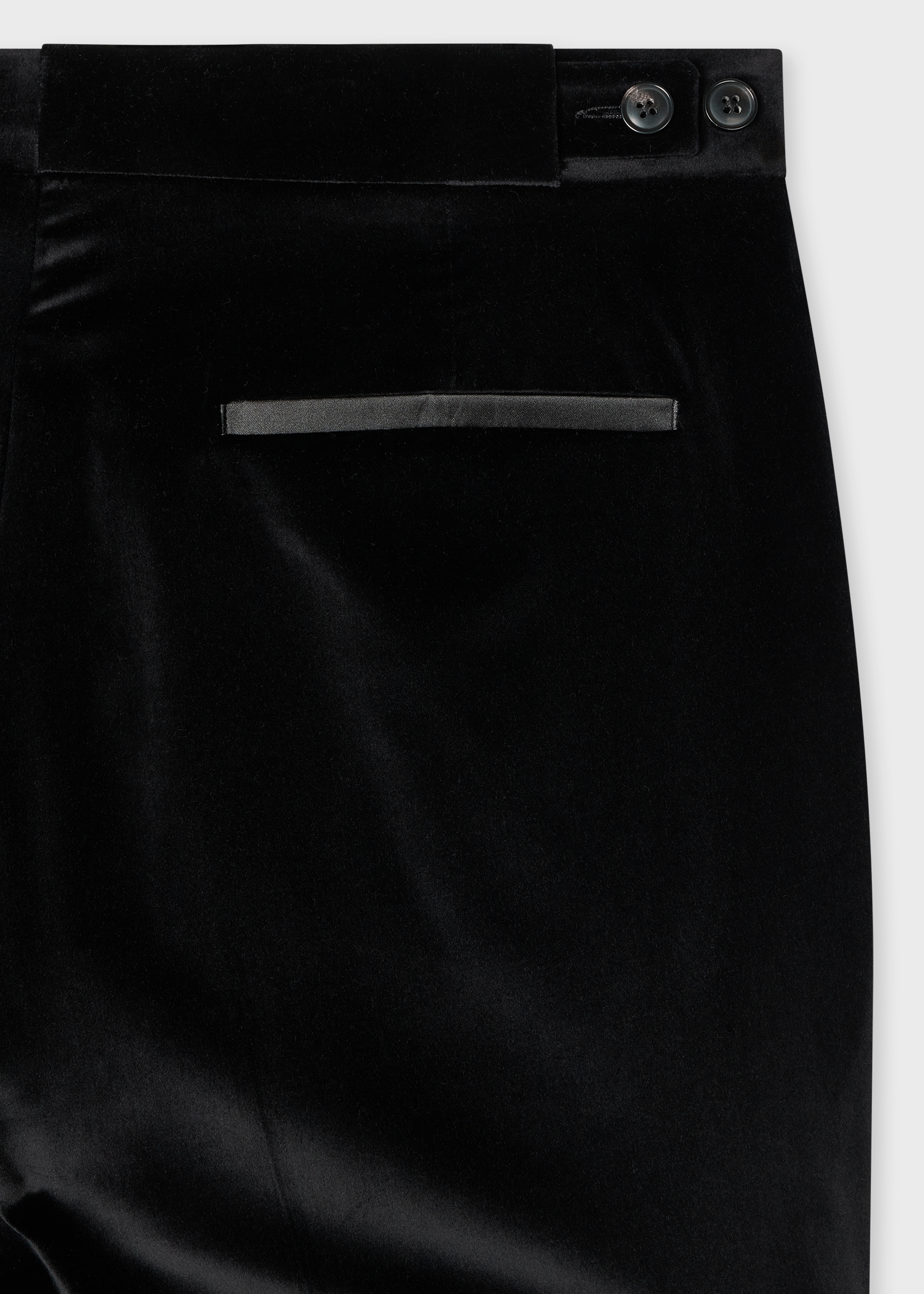 Tailored-Fit Black Velvet Evening Trousers