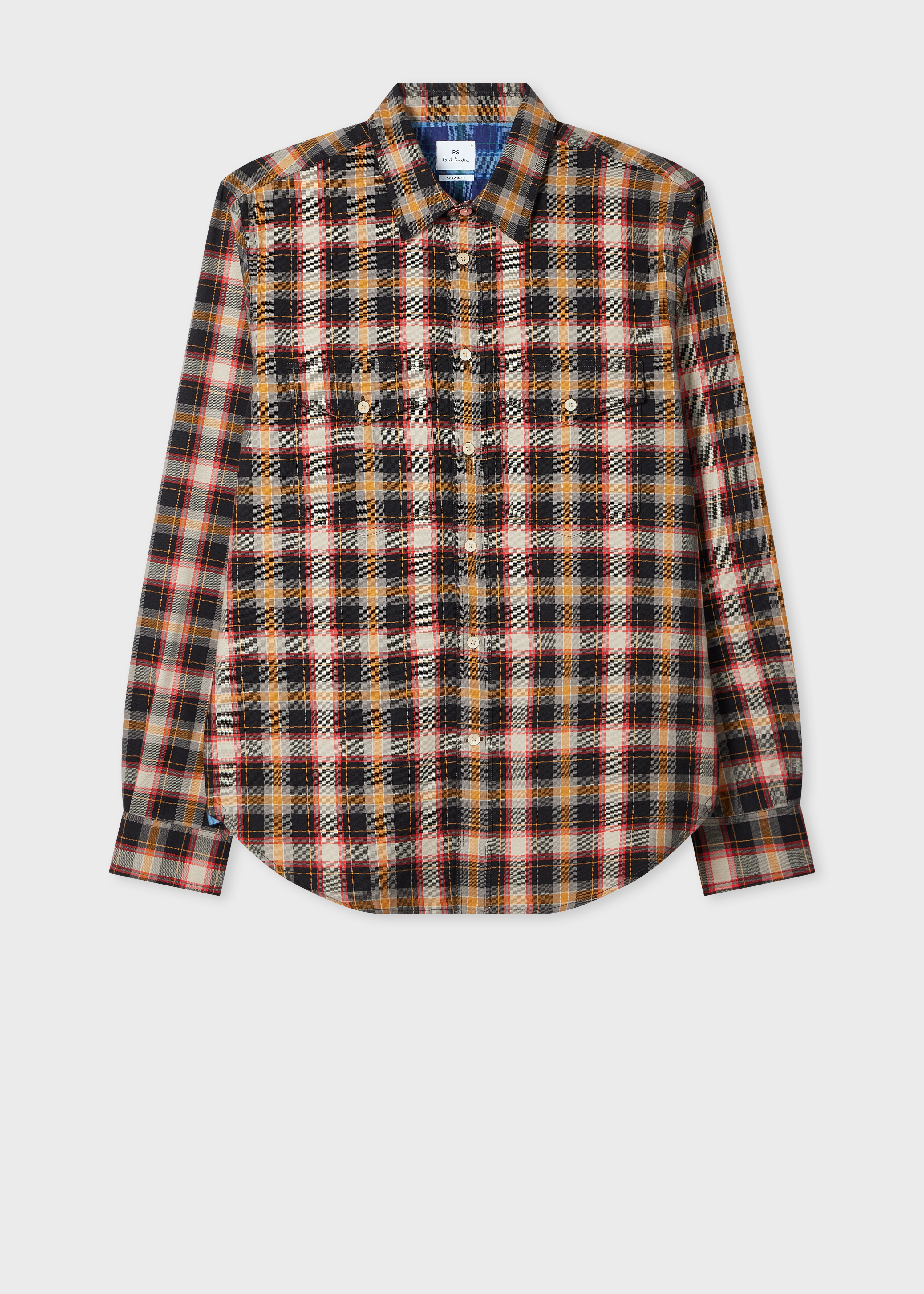 Casual-Fit Black and Yellow Check Shirt