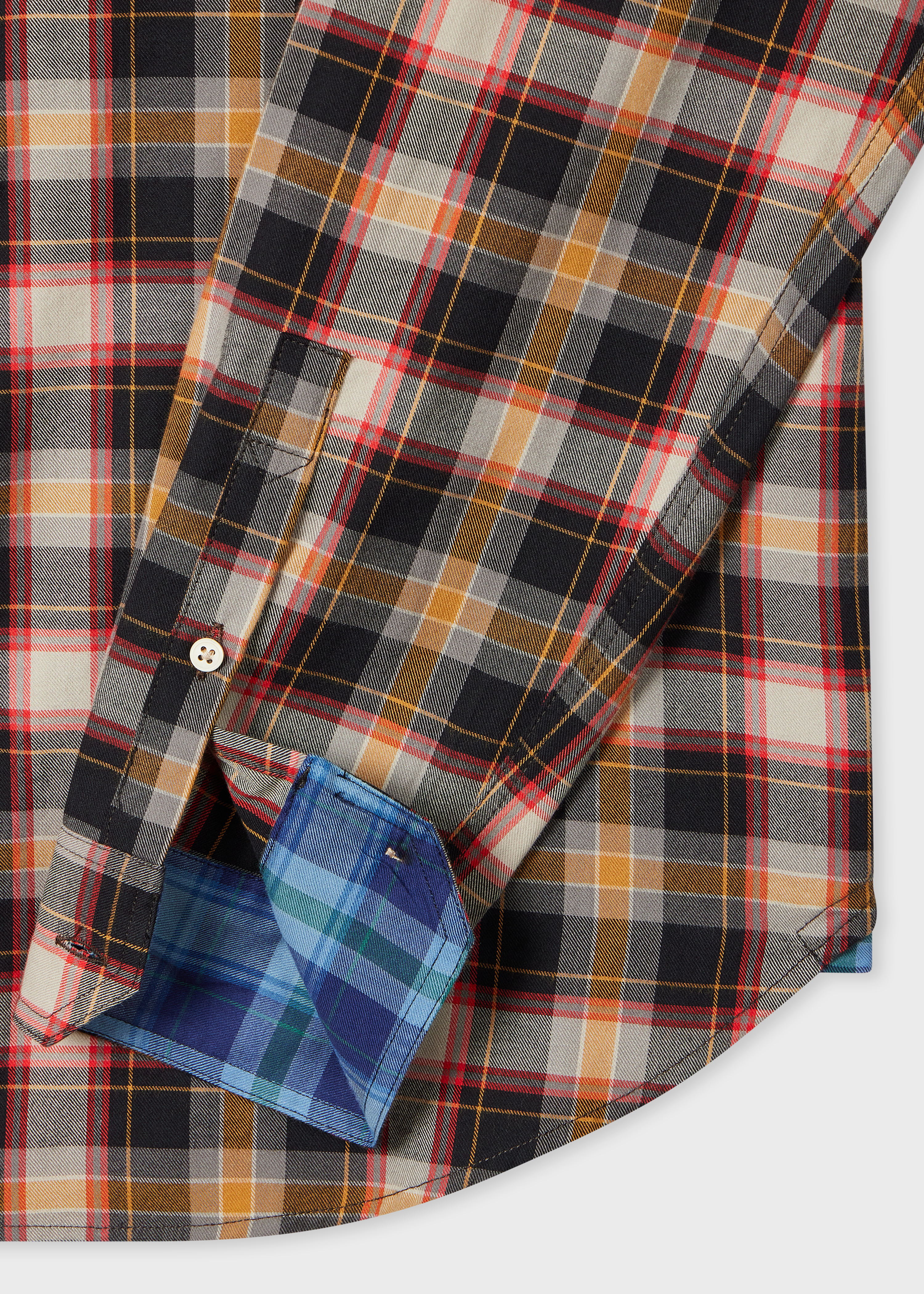Casual-Fit Black and Yellow Check Shirt