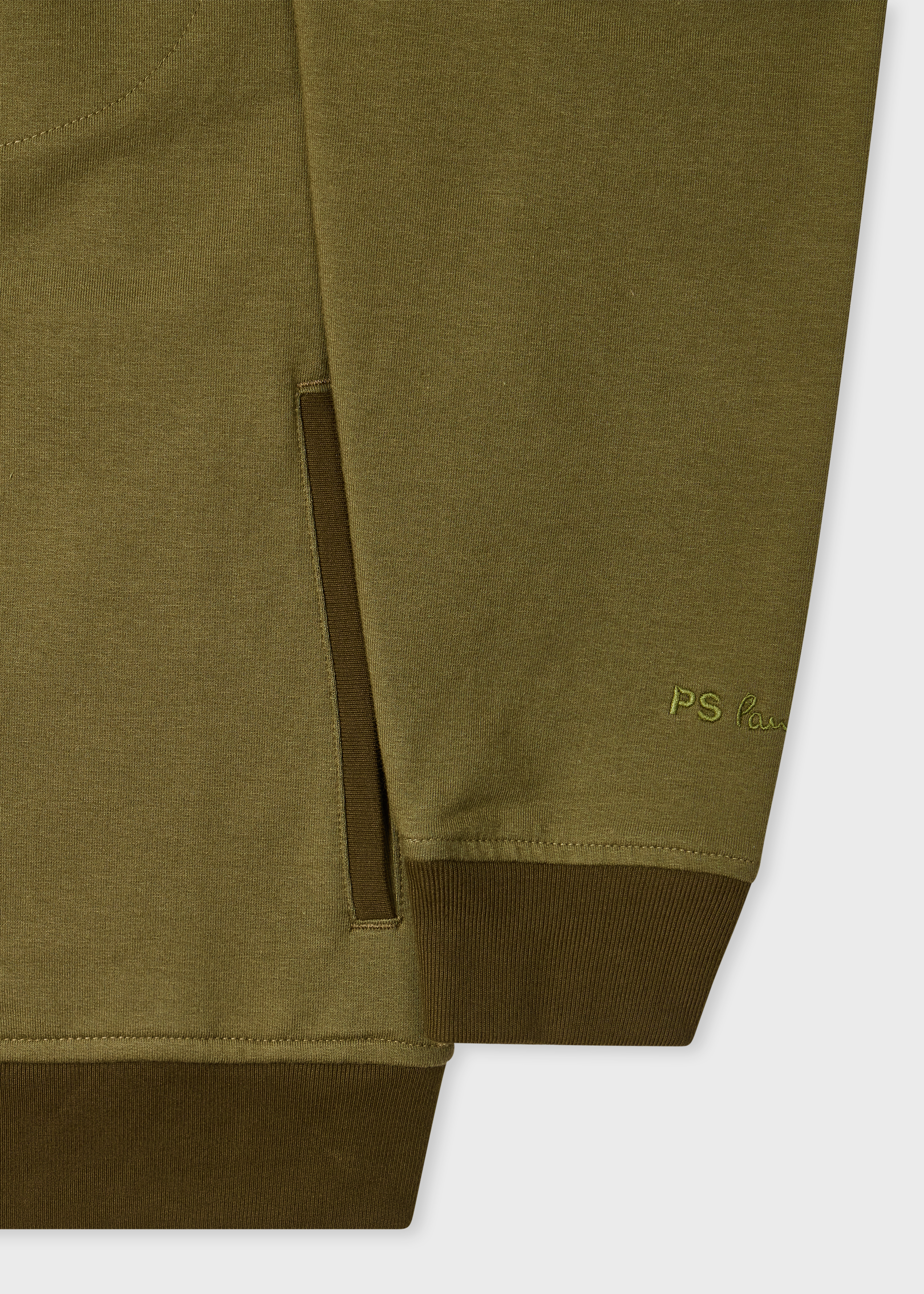 Cotton-Blend Khaki Zip Sweatshirt