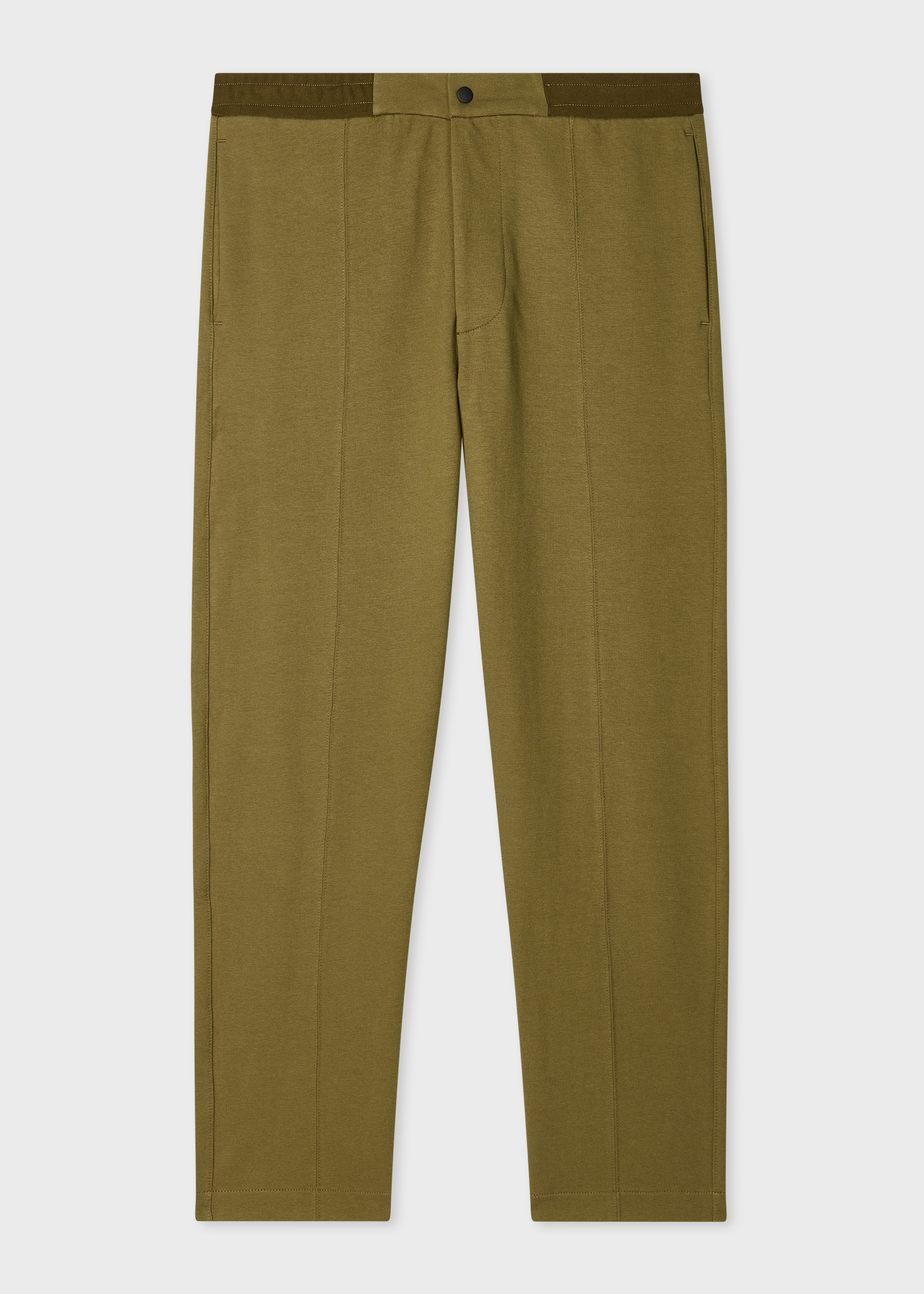 Khaki Cotton Jersey Front-Seam Sweatpants