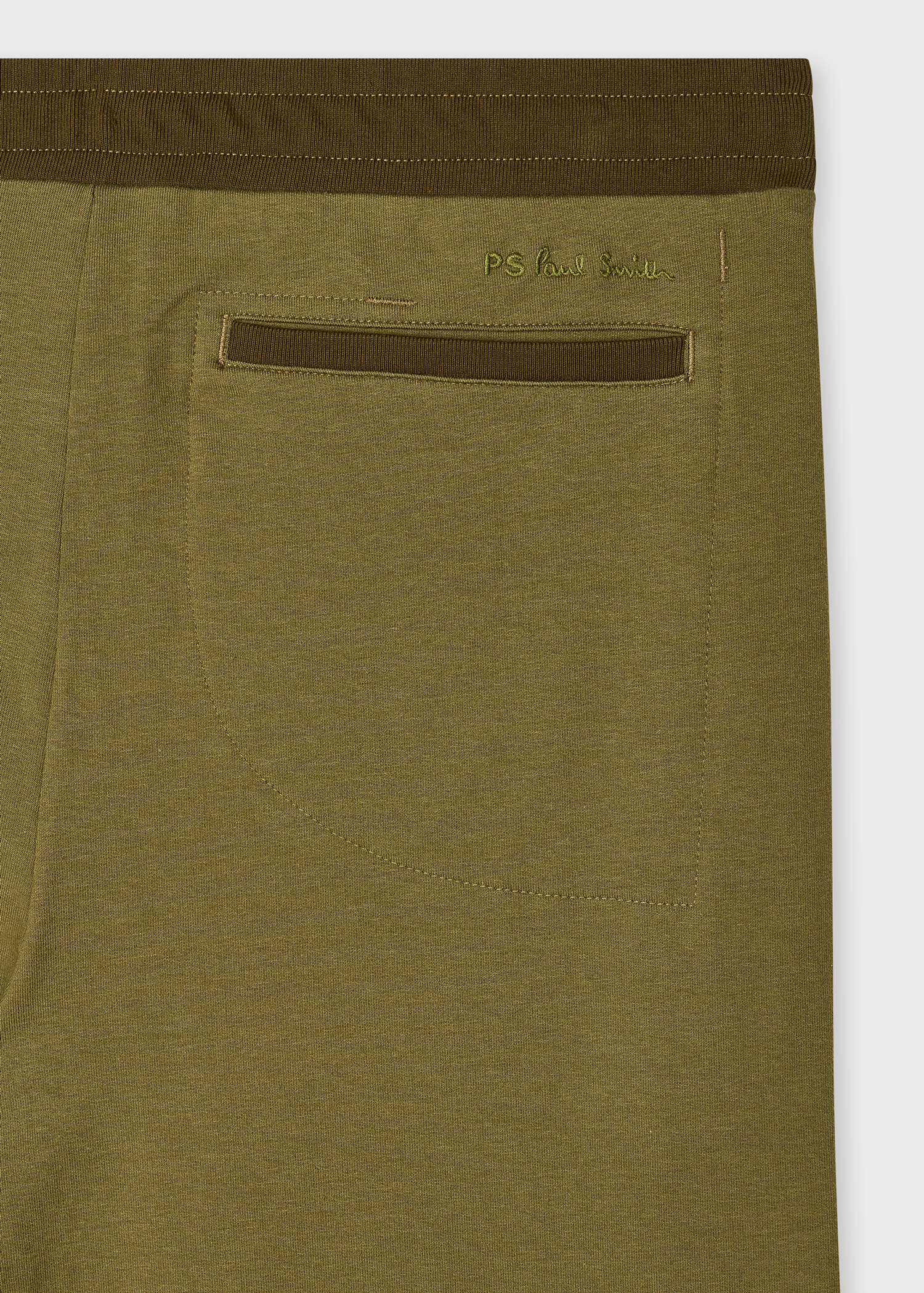 Khaki Cotton Jersey Front-Seam Sweatpants