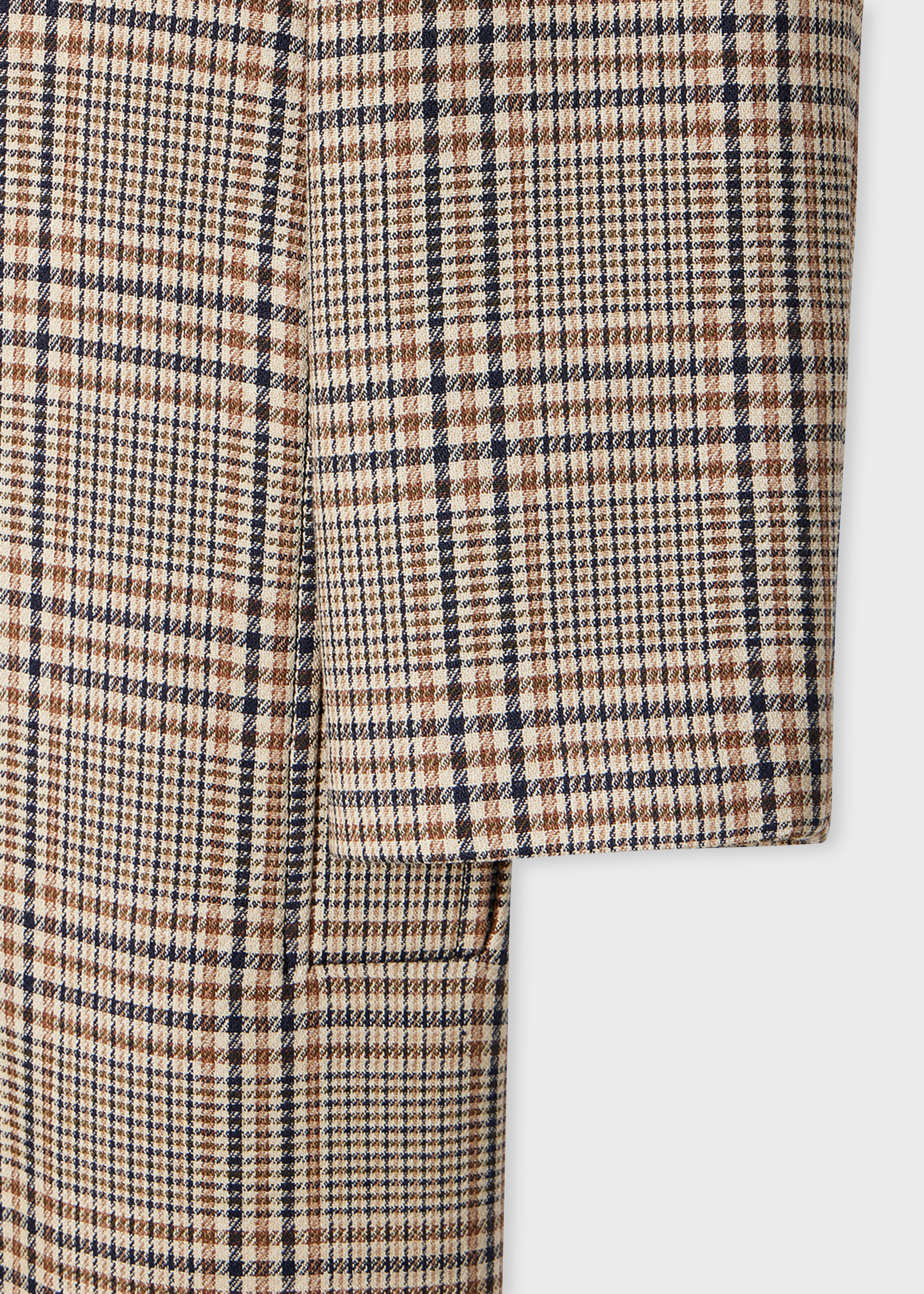 Women's Brown Wool-Blend Check Houndstooth Tie-Waist Coat