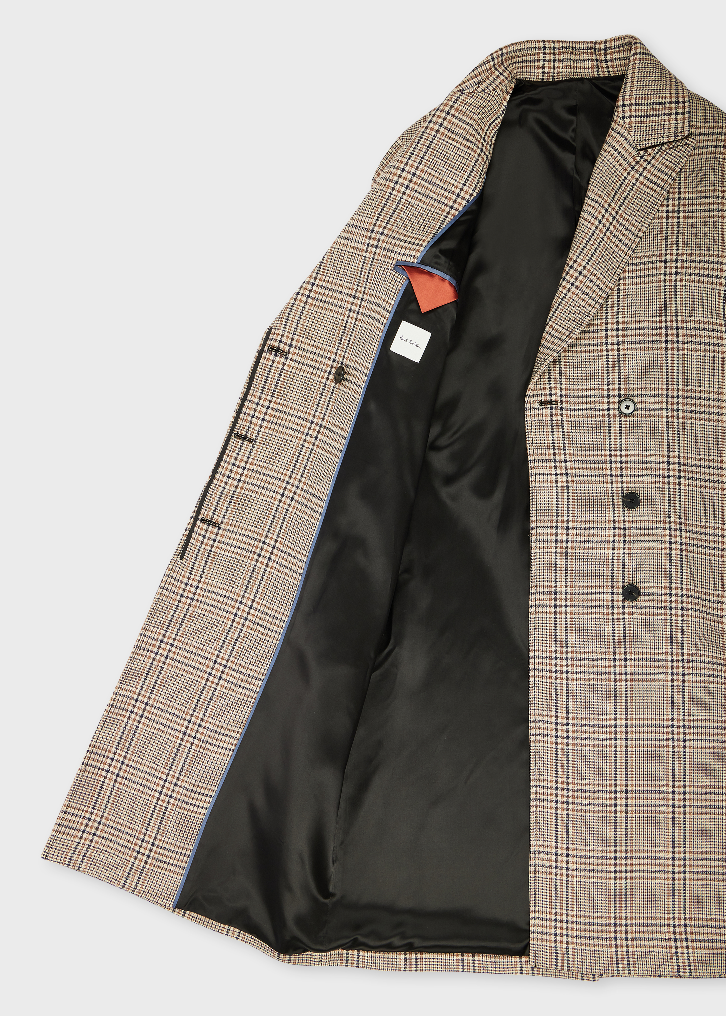 Women's Brown Wool-Blend Check Houndstooth Tie-Waist Coat