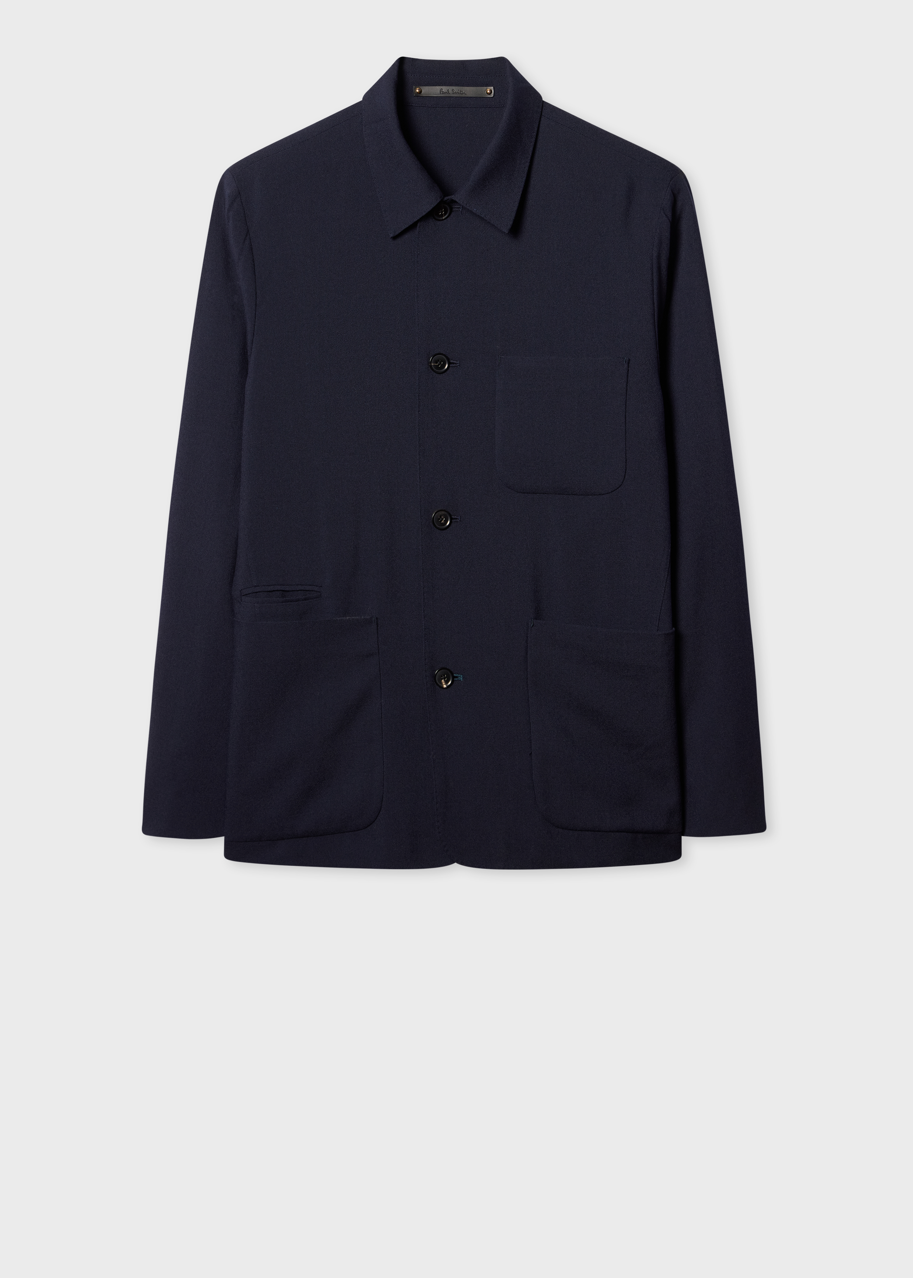 Navy Two-Ply Hopsack Wool Work Jacket