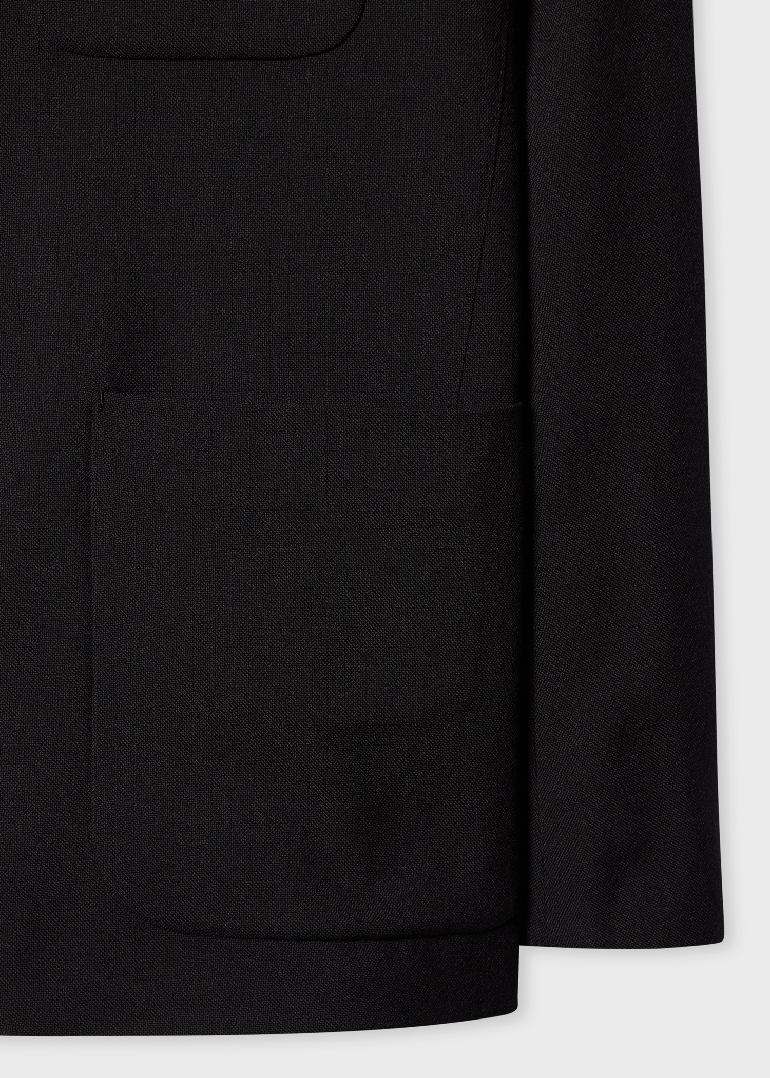 Black Two-Ply Hopsack Wool Work Jacket