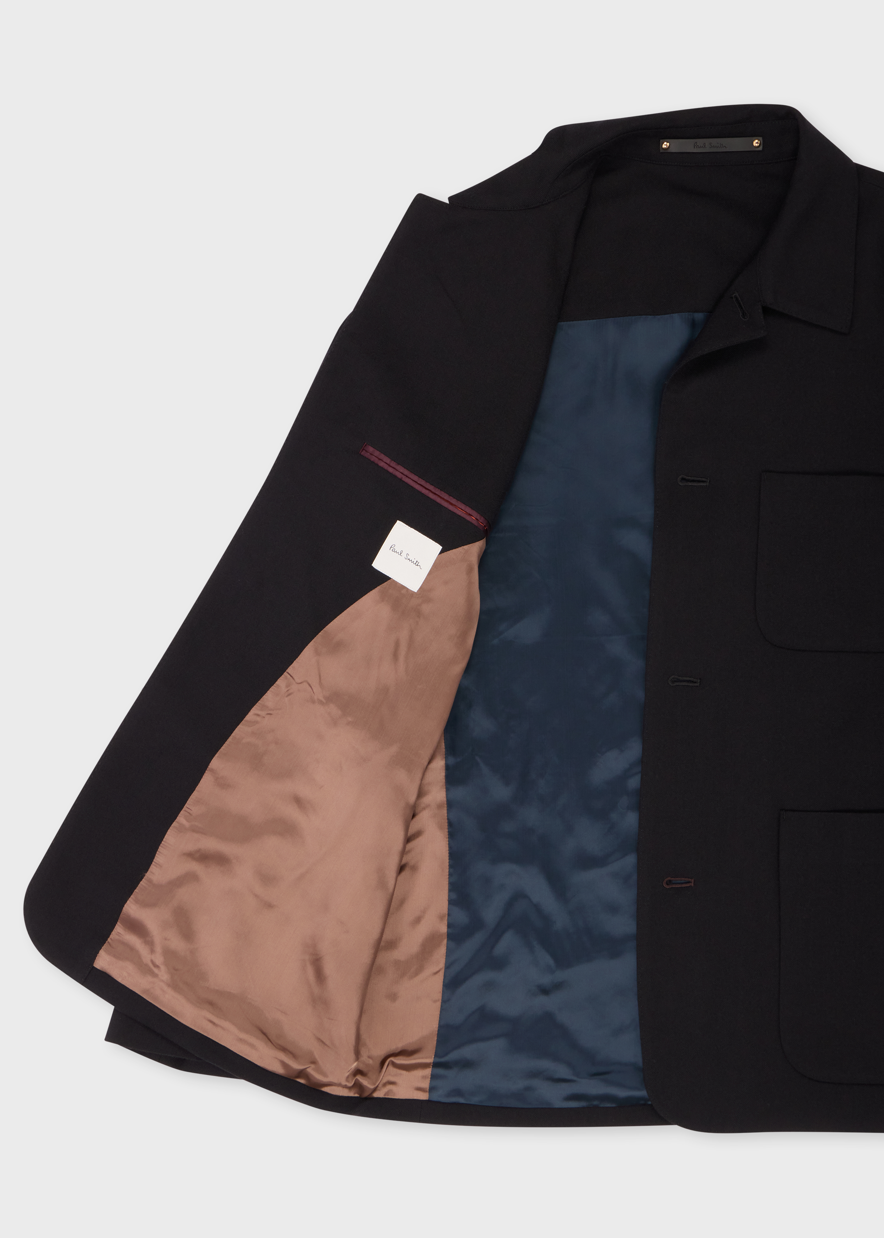 Black Two-Ply Hopsack Wool Work Jacket