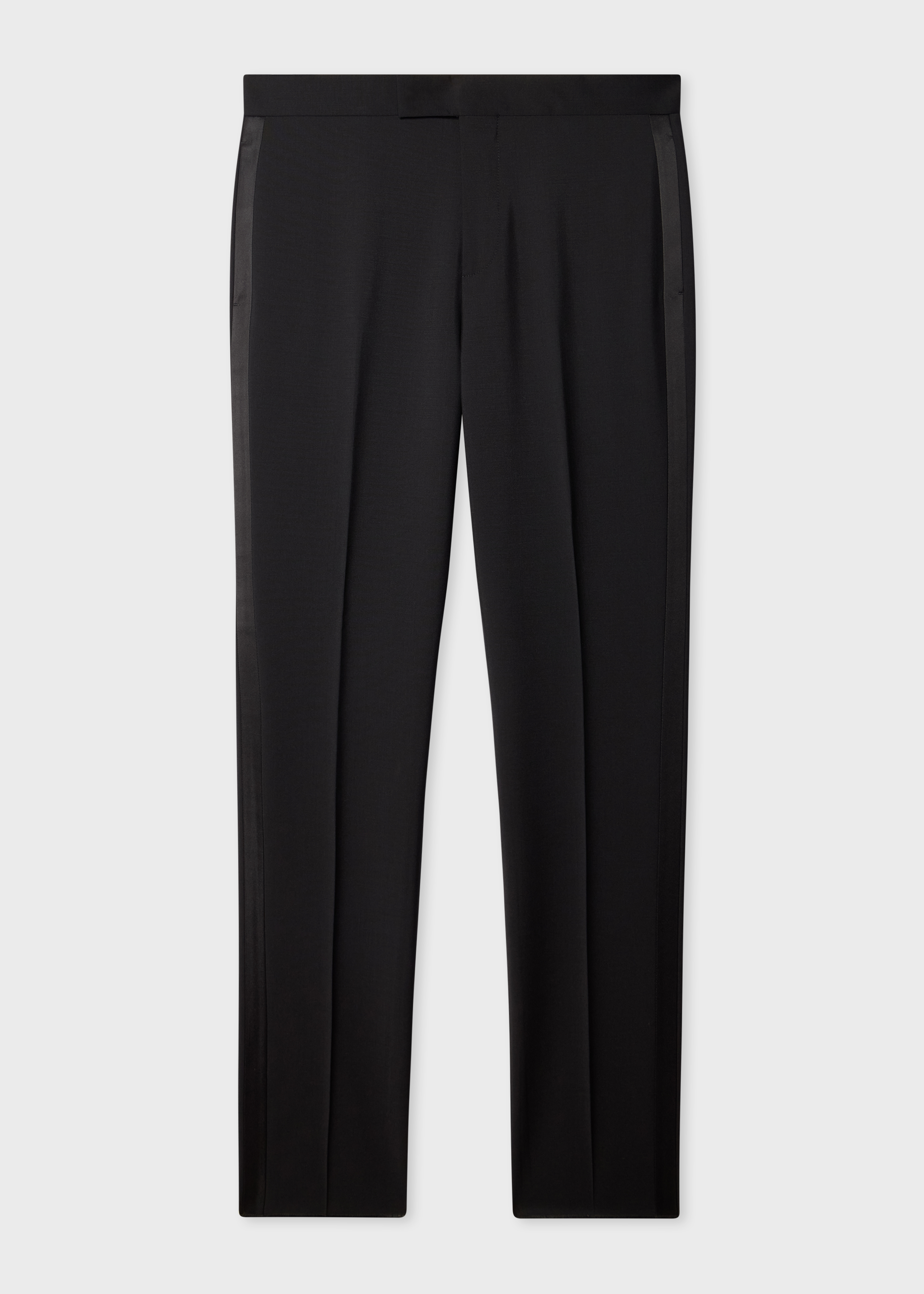 Tailored-Fit Black Wool-Mohair Evening Trousers