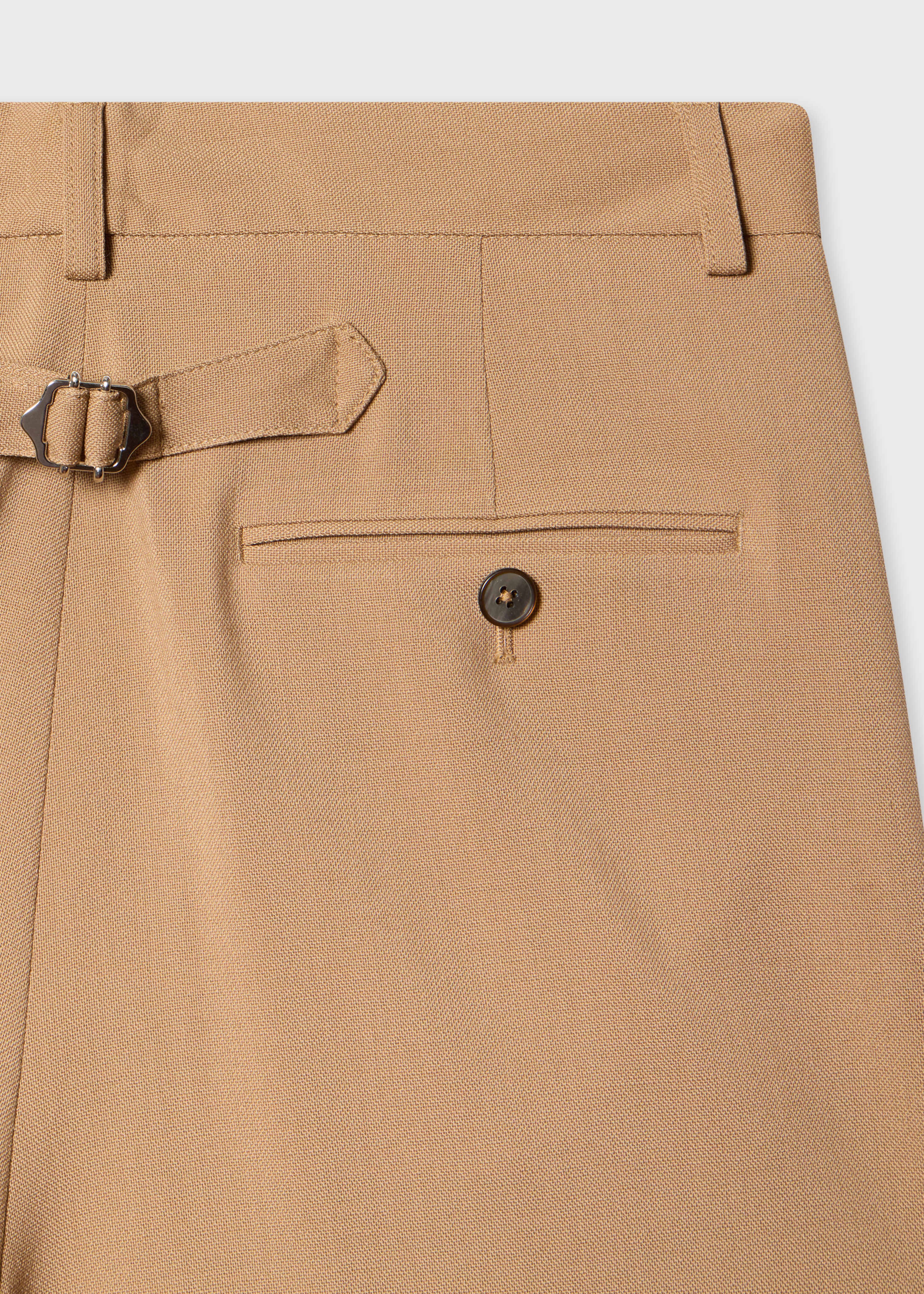 Women's Tan Brown Two-Ply Merino Wool Pleated Trousers