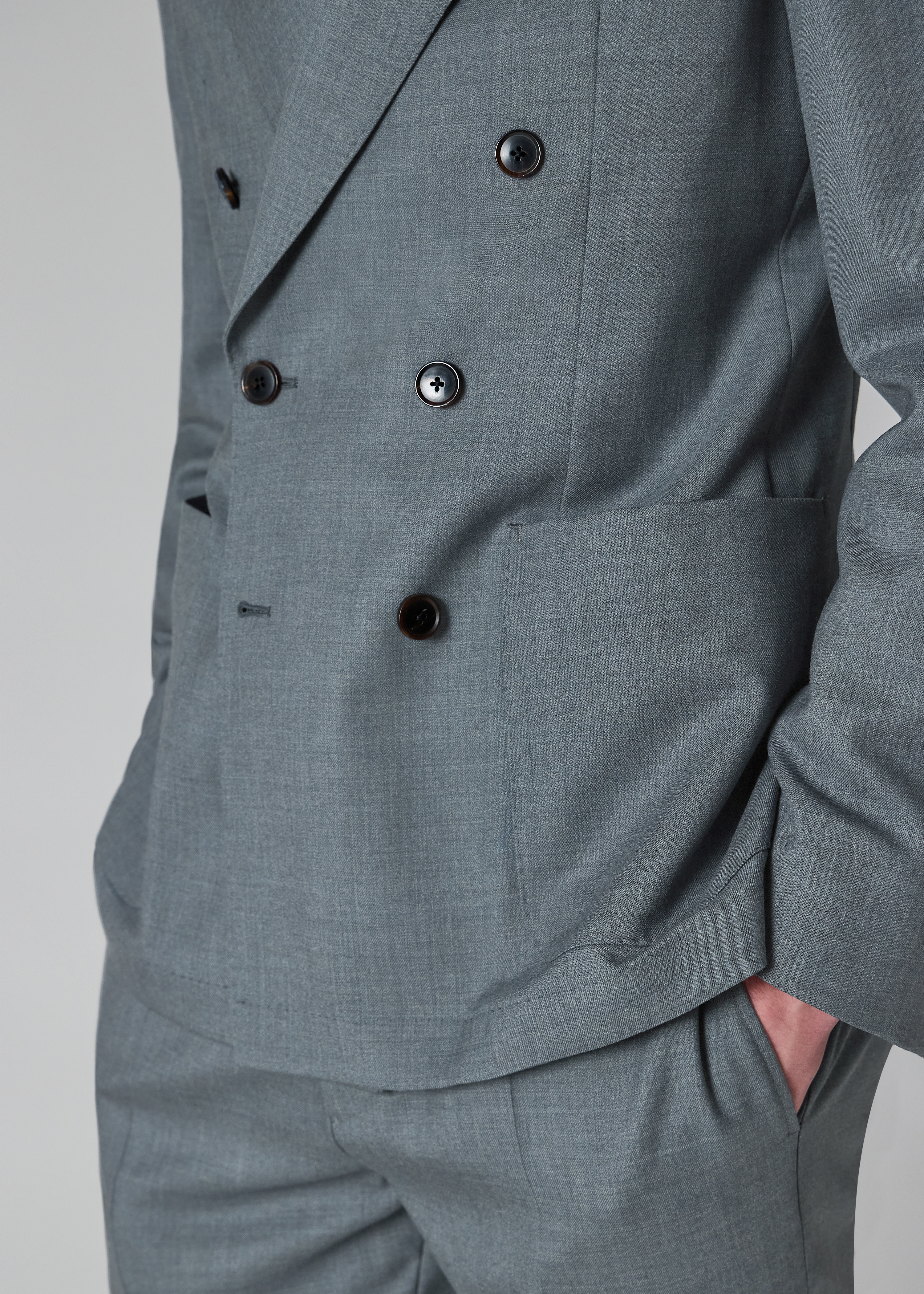 A Suit To Travel In - Blue Marl Double-Breasted Wool Blazer