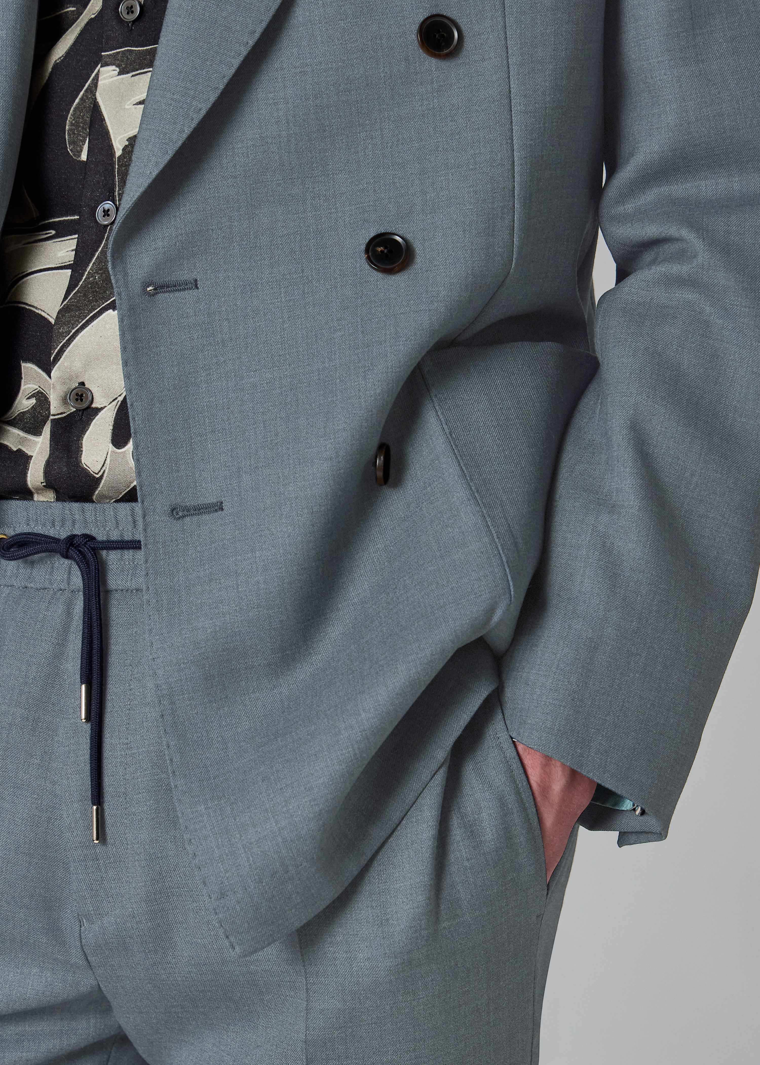 A Suit To Travel In - Blue Marl Double-Breasted Wool Blazer