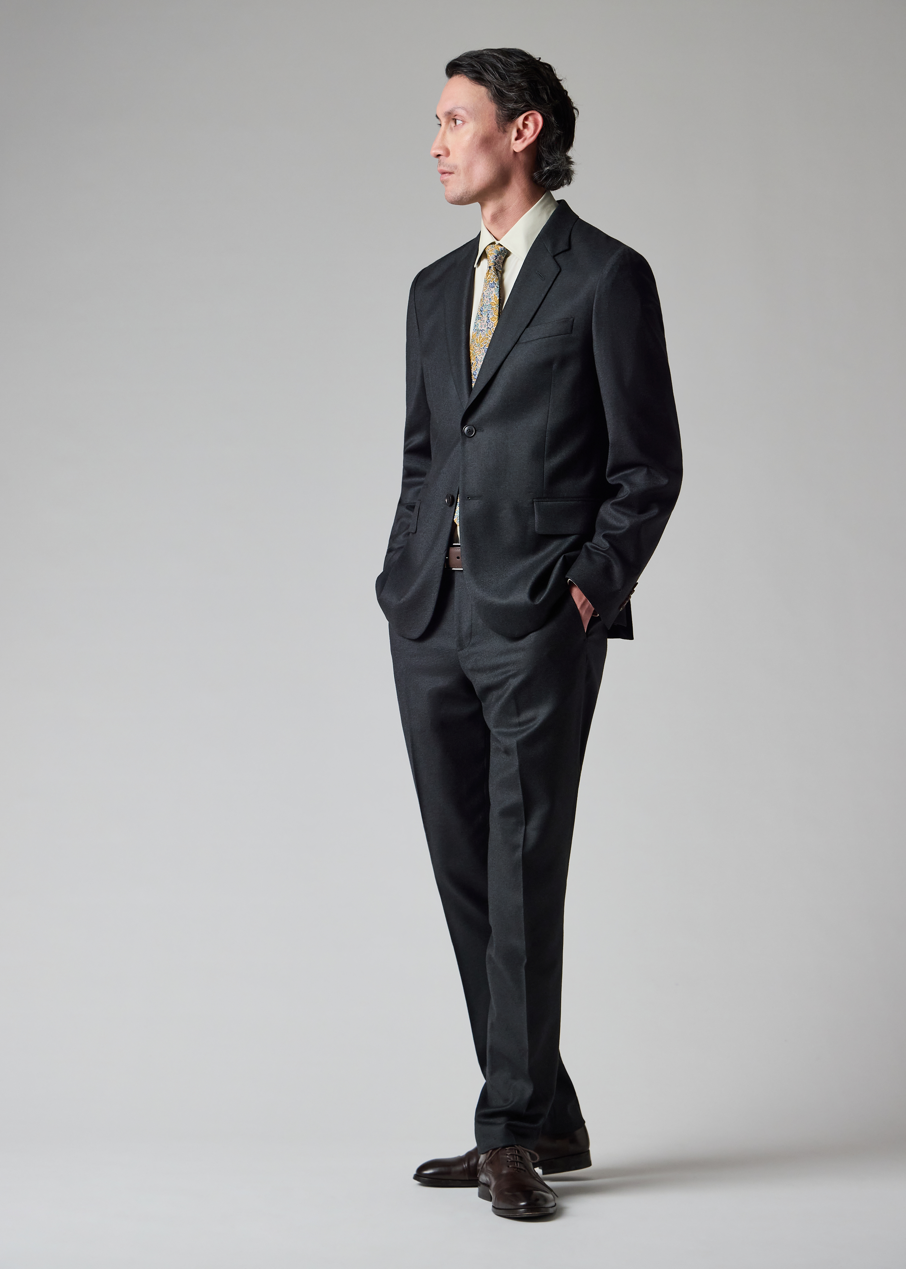 Dark Petrol Overdyed Wool-Cashmere Flannel Trousers