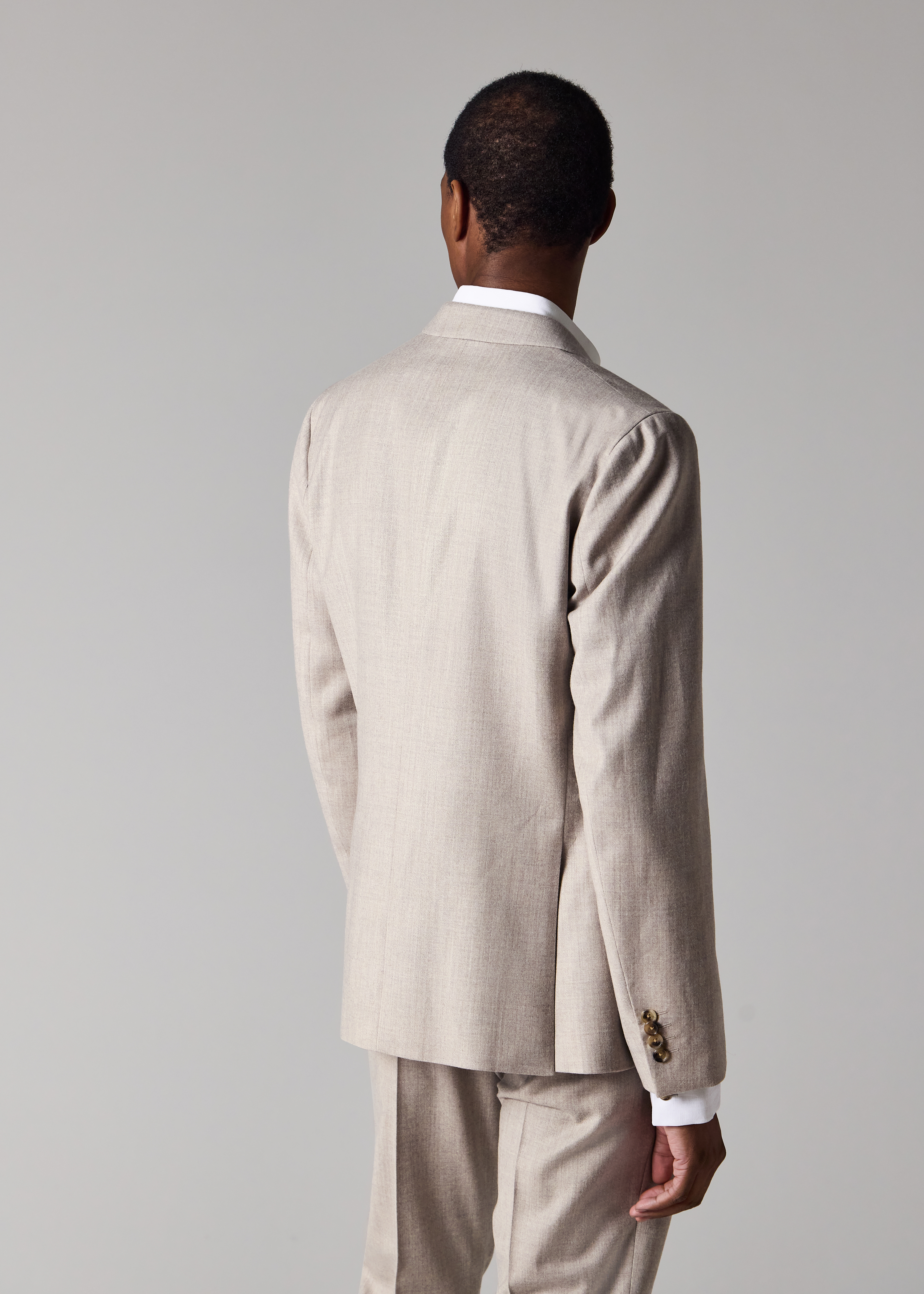 Tailored-Fit Beige Overdyed Wool-Cashmere Flannel Blazer