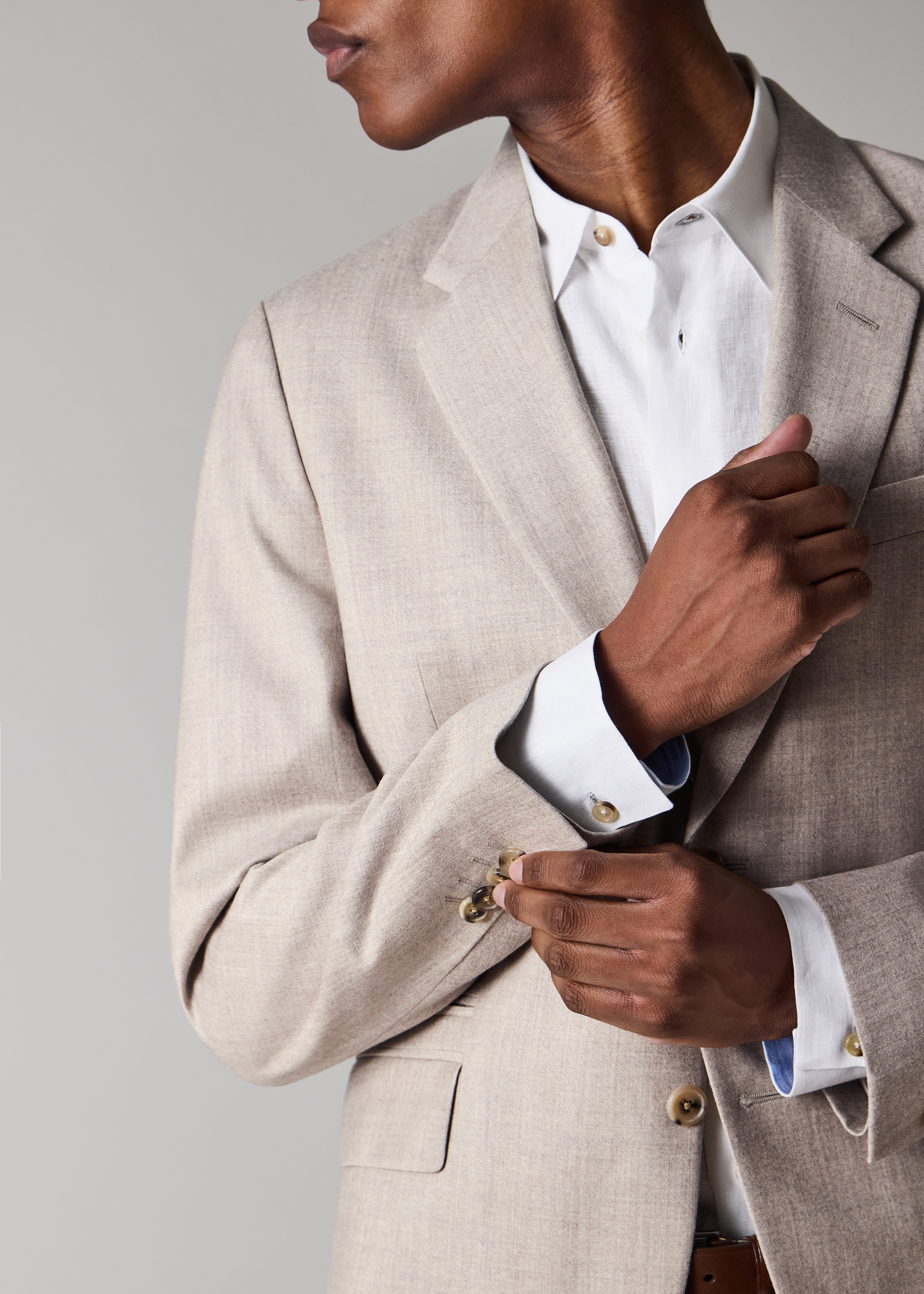 Tailored-Fit Beige Overdyed Wool-Cashmere Flannel Blazer