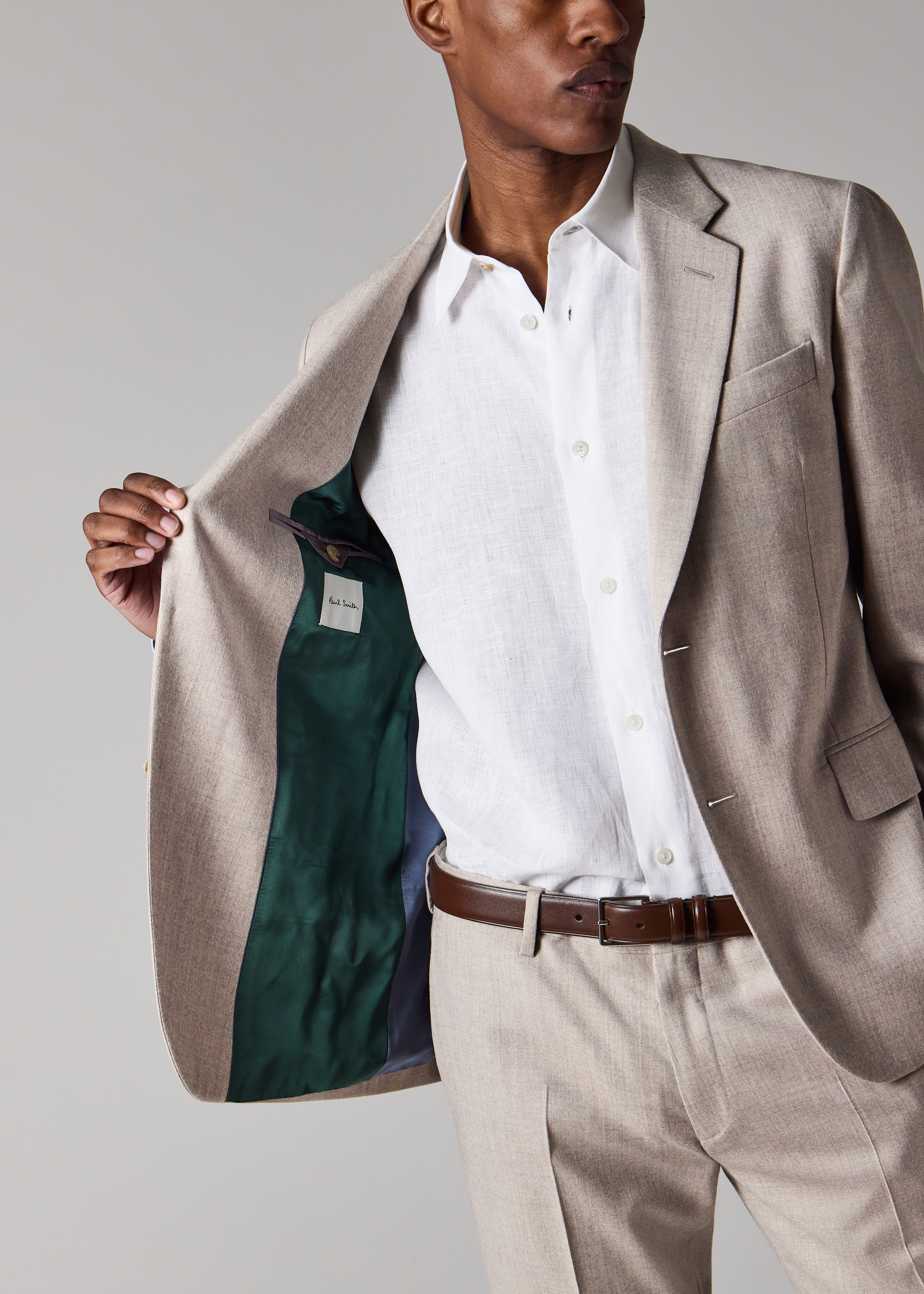 Tailored-Fit Beige Overdyed Wool-Cashmere Flannel Blazer