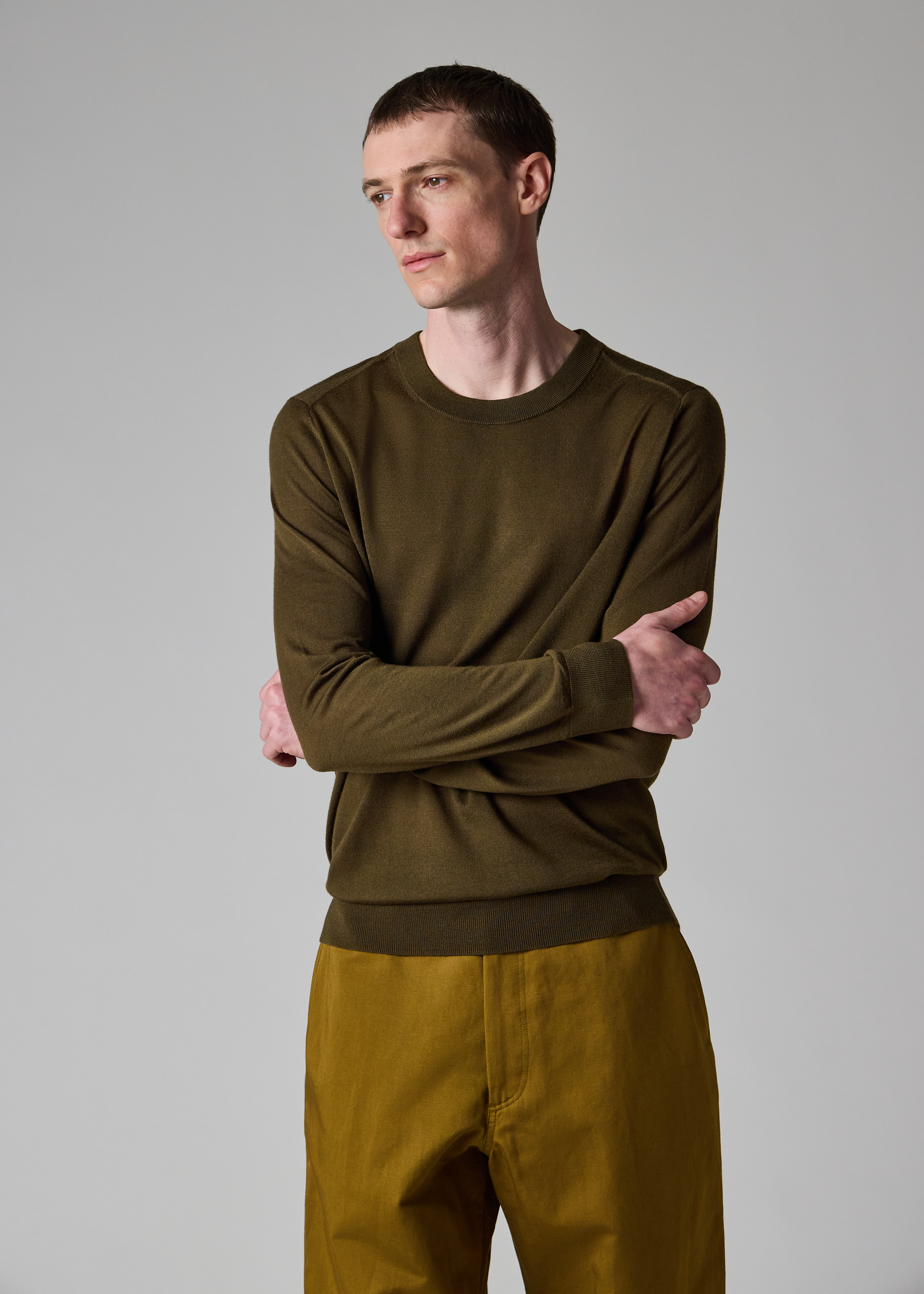Khaki Green Merino Wool Sweater