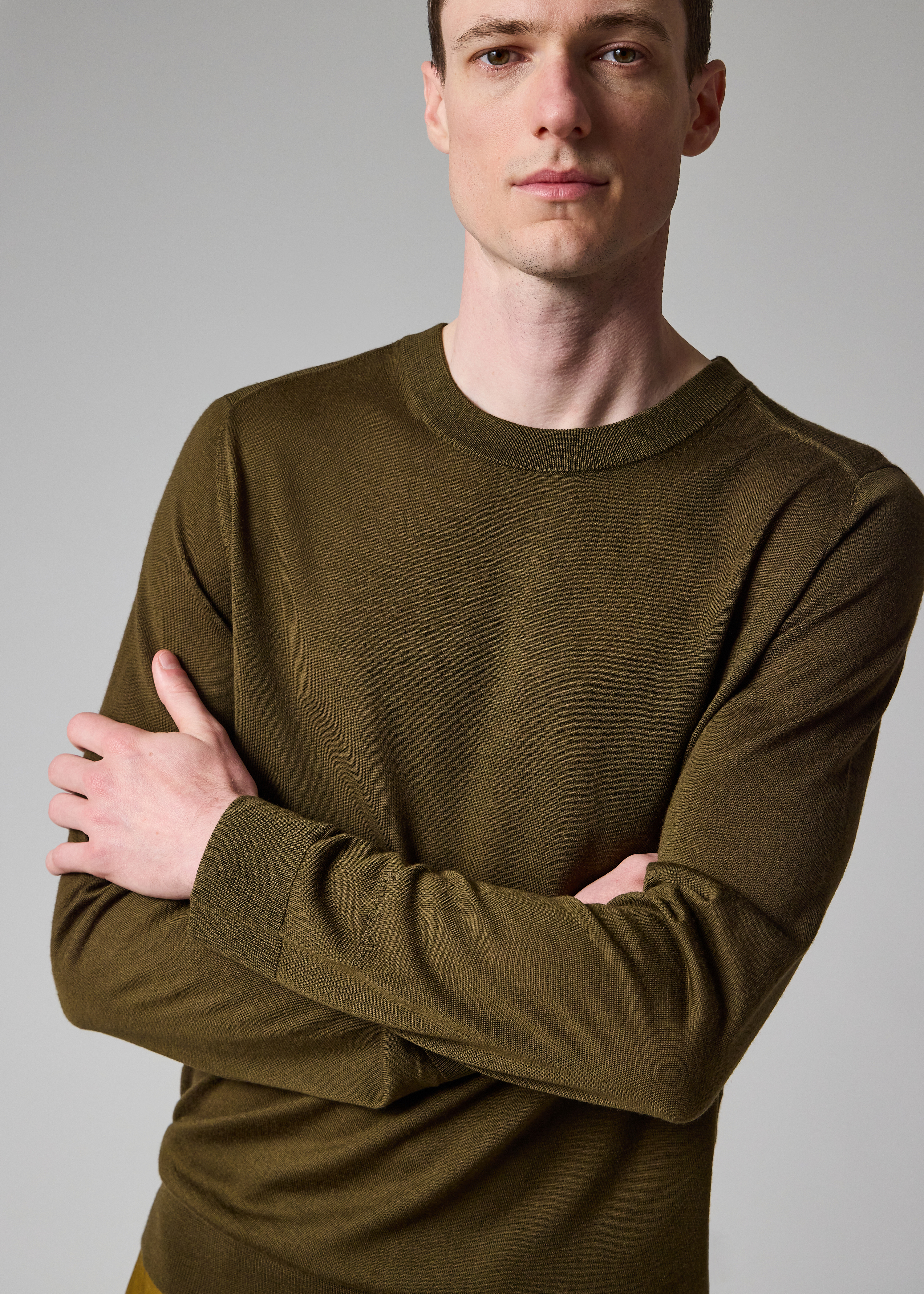 Khaki Green Merino Wool Sweater