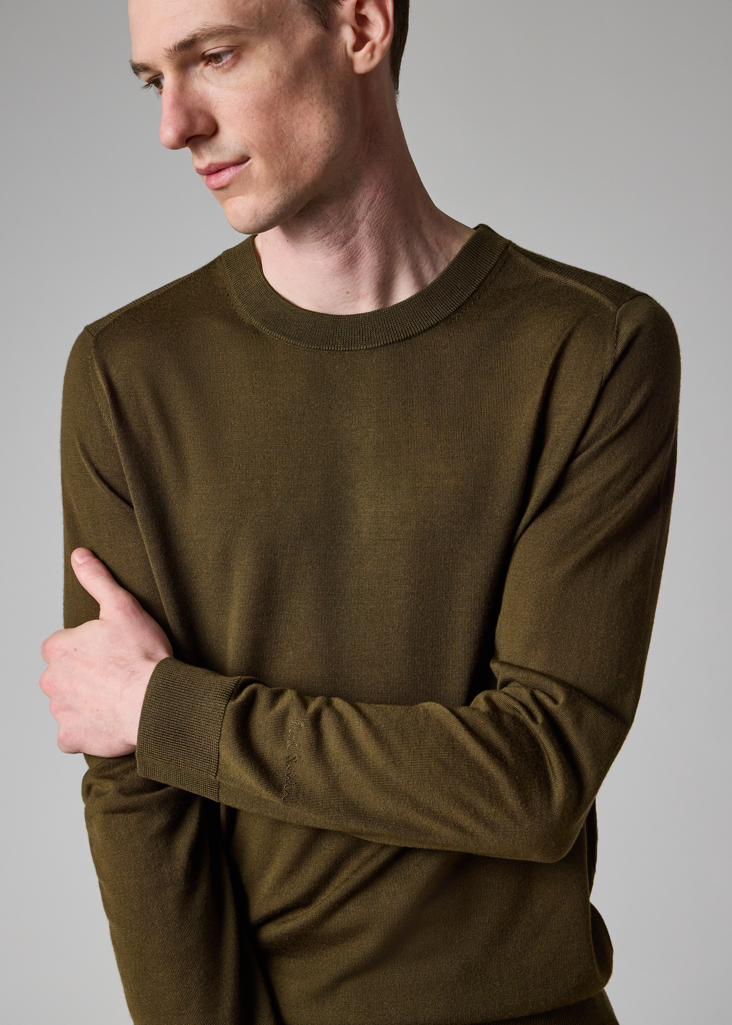 Khaki Green Merino Wool Sweater